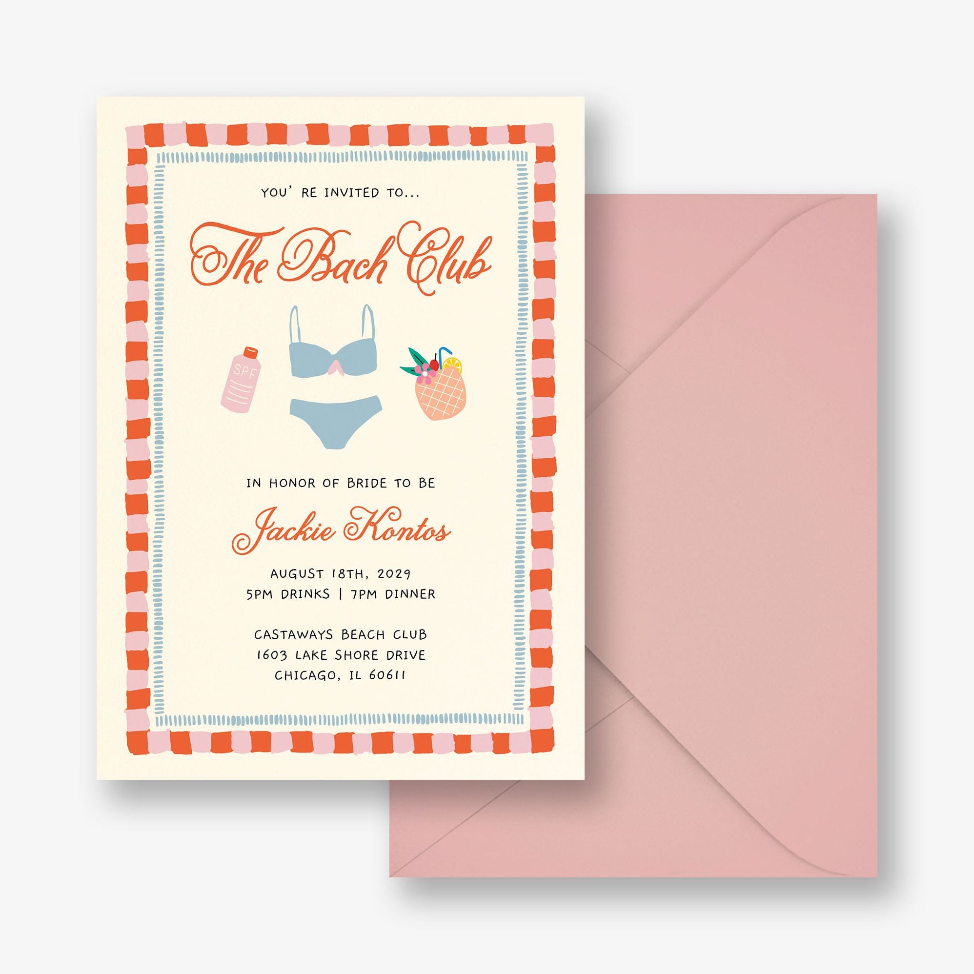Beach Babe Bachelorette Party Invitation