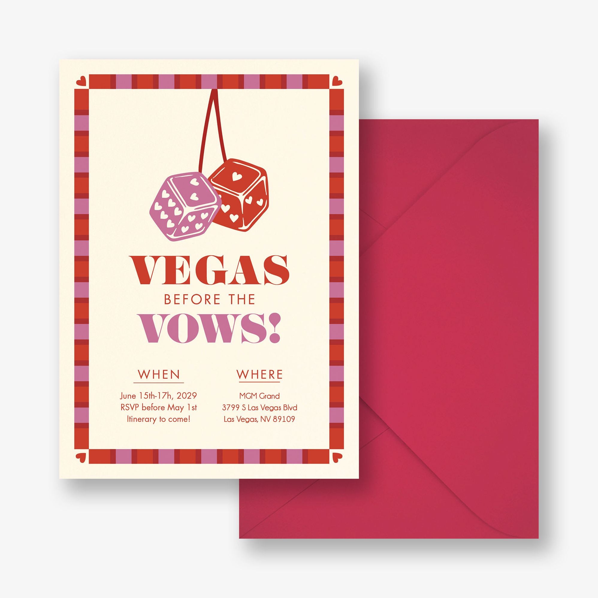 Vegas Dice Bachelorette Party Invitation