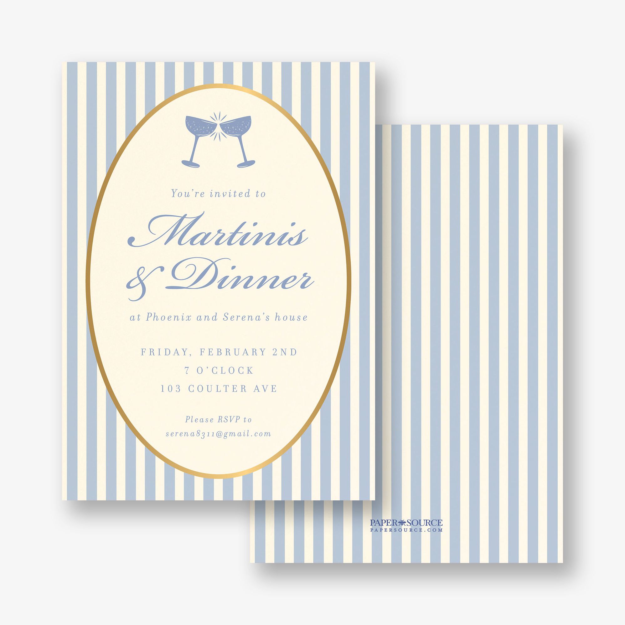 Posh Stripe Champagne Foil Party Invitation