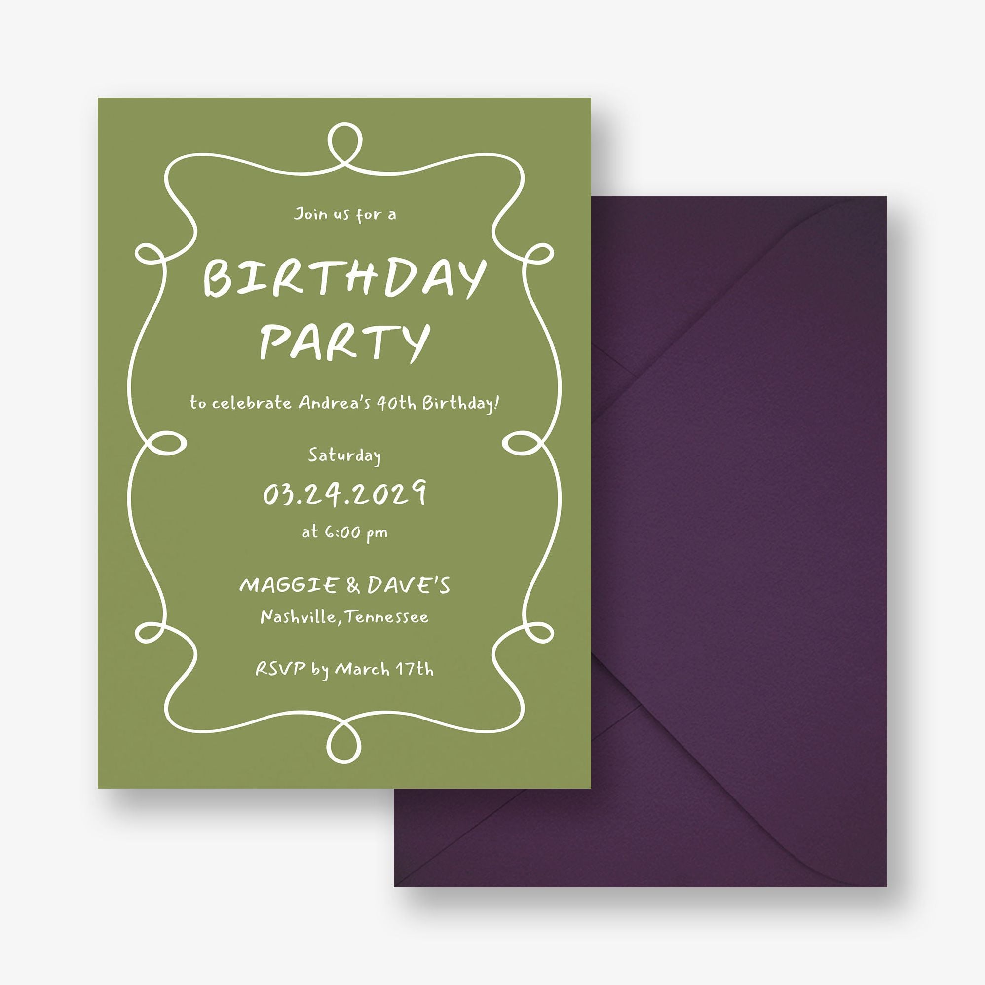 Doodle Border Party Invitation
