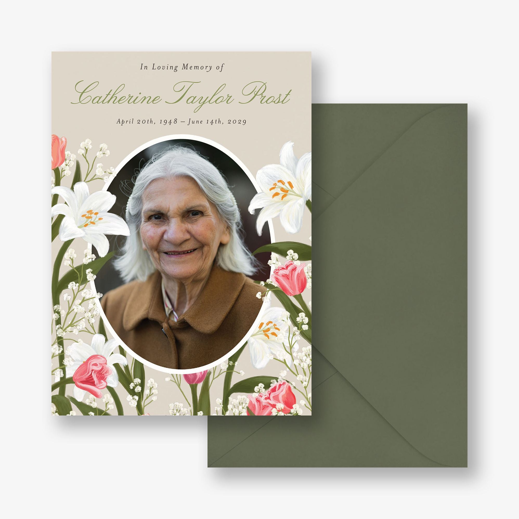 Lily Frame Photo Memorial Card