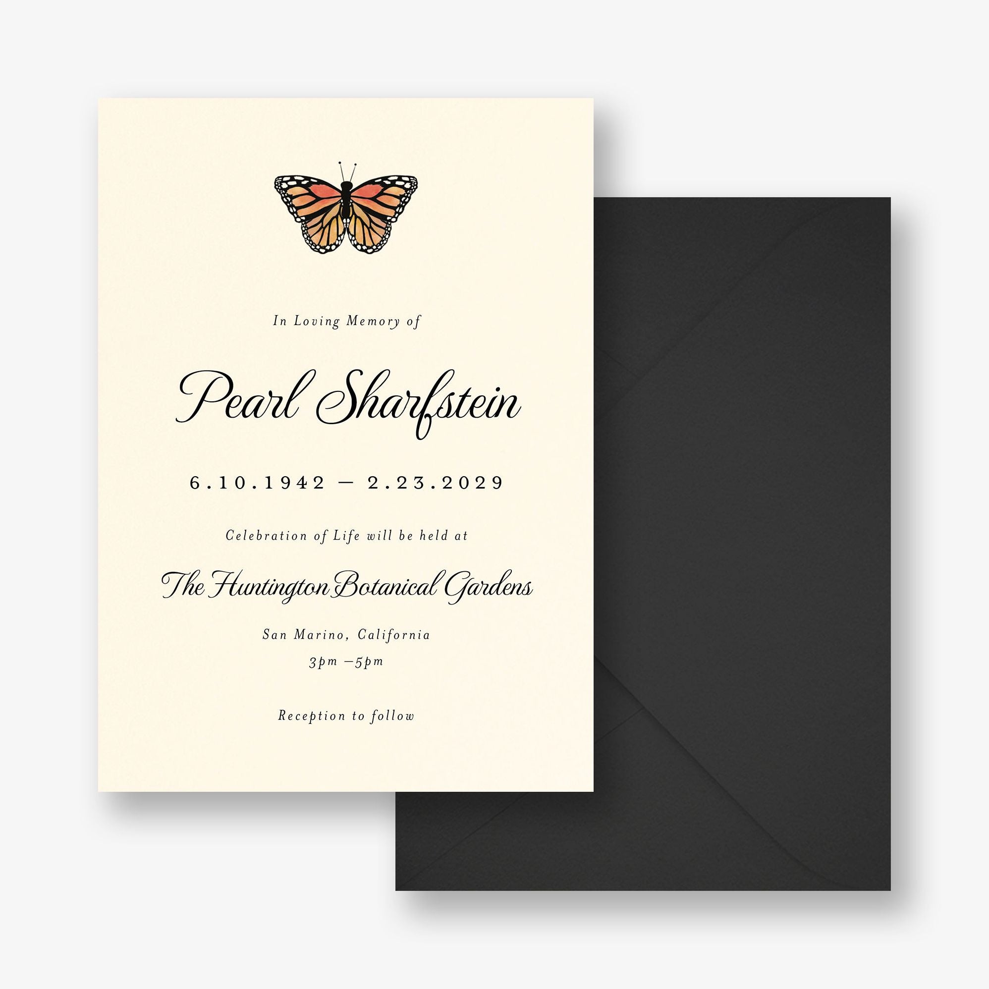 Monarch Memorial Card