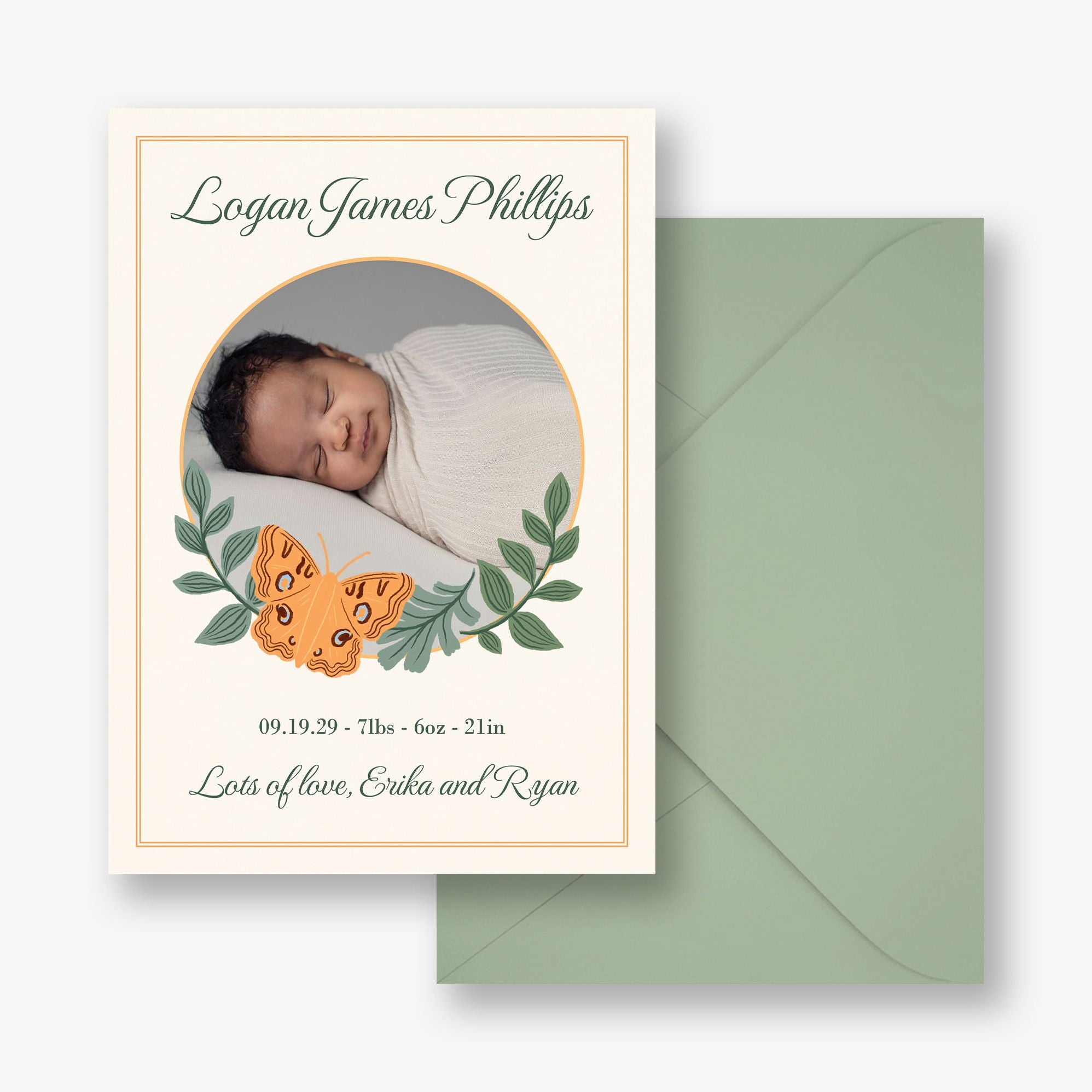 Butterfly Frame Photo Baby Announcement