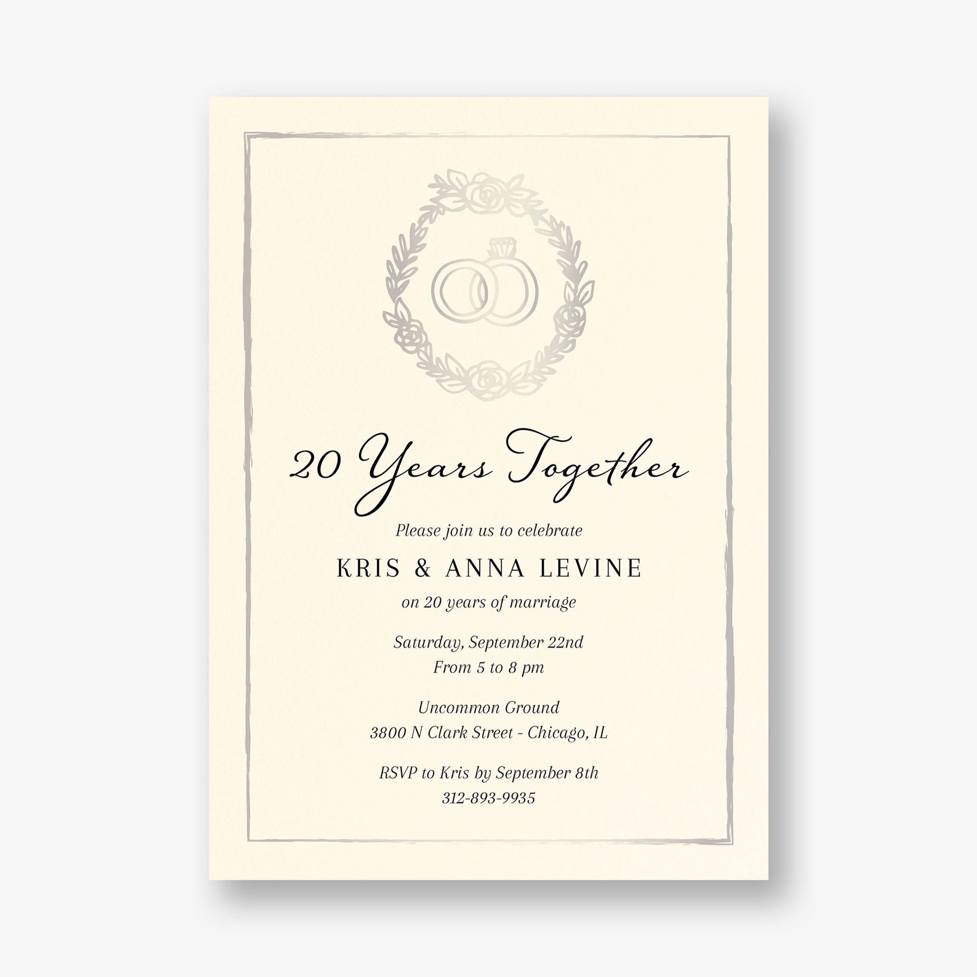 Wreath Rings Foil Anniversary Invitation