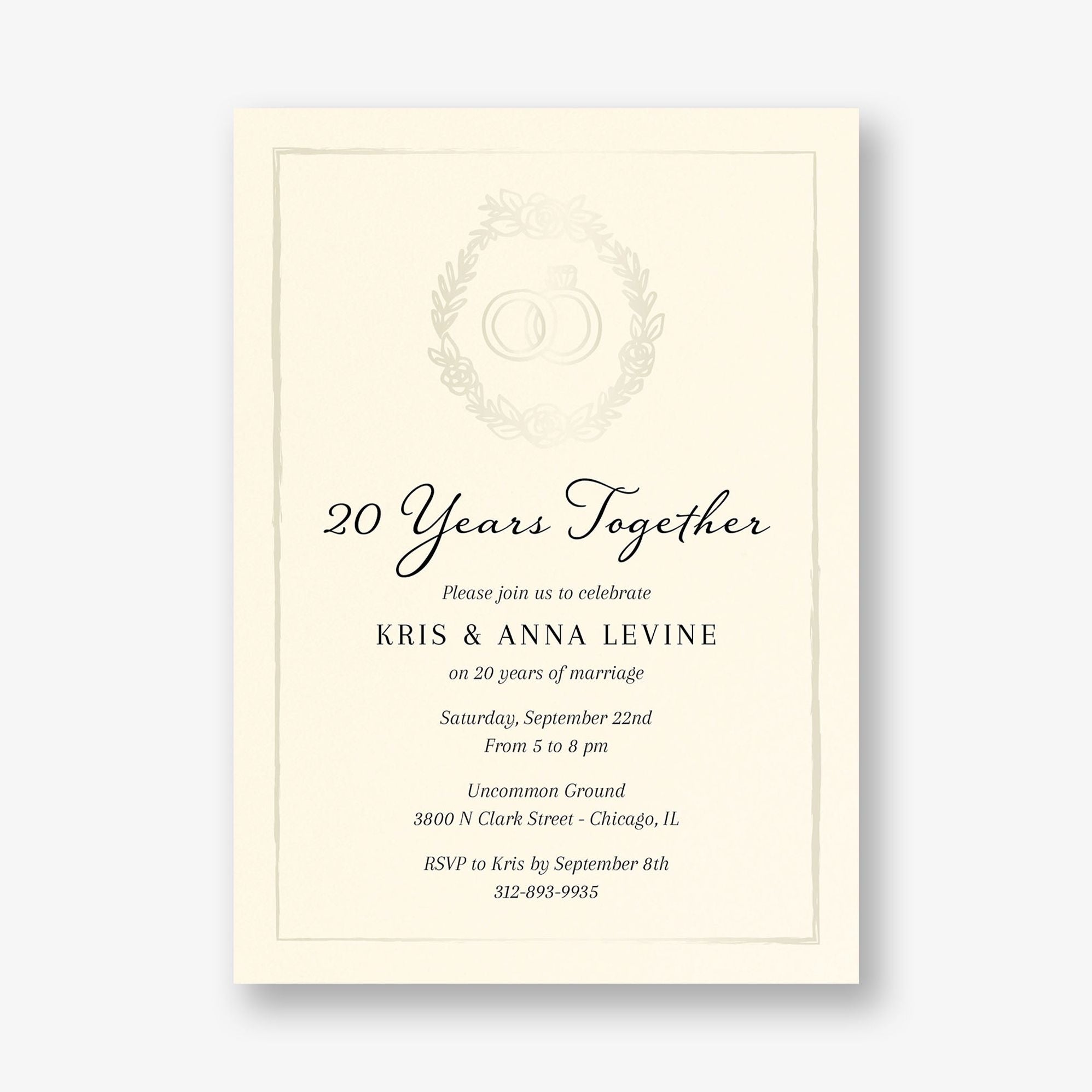 Wreath Rings Foil Anniversary Invitation