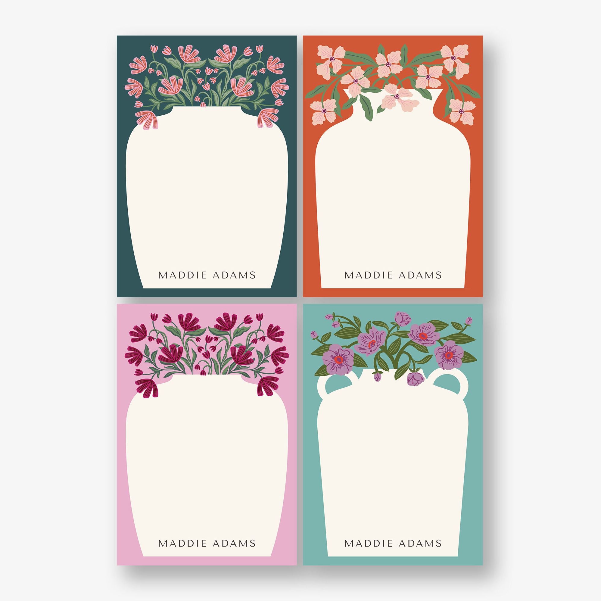 Bright Blossom Vases Personalized Notepad Set