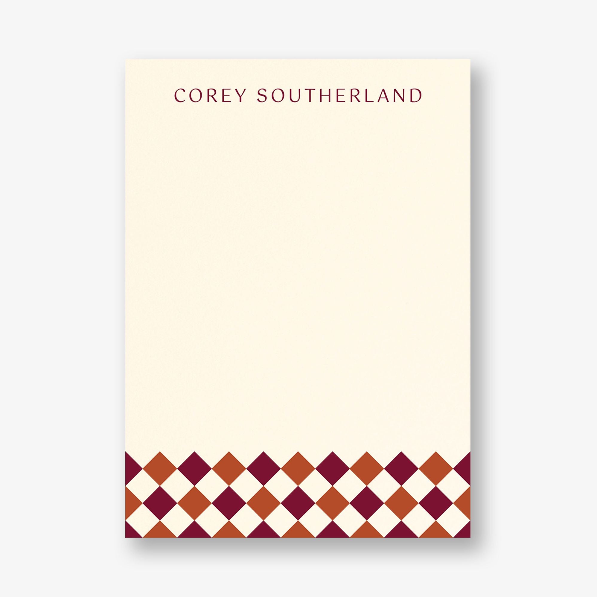 Colorblock Diamond Check Stationery