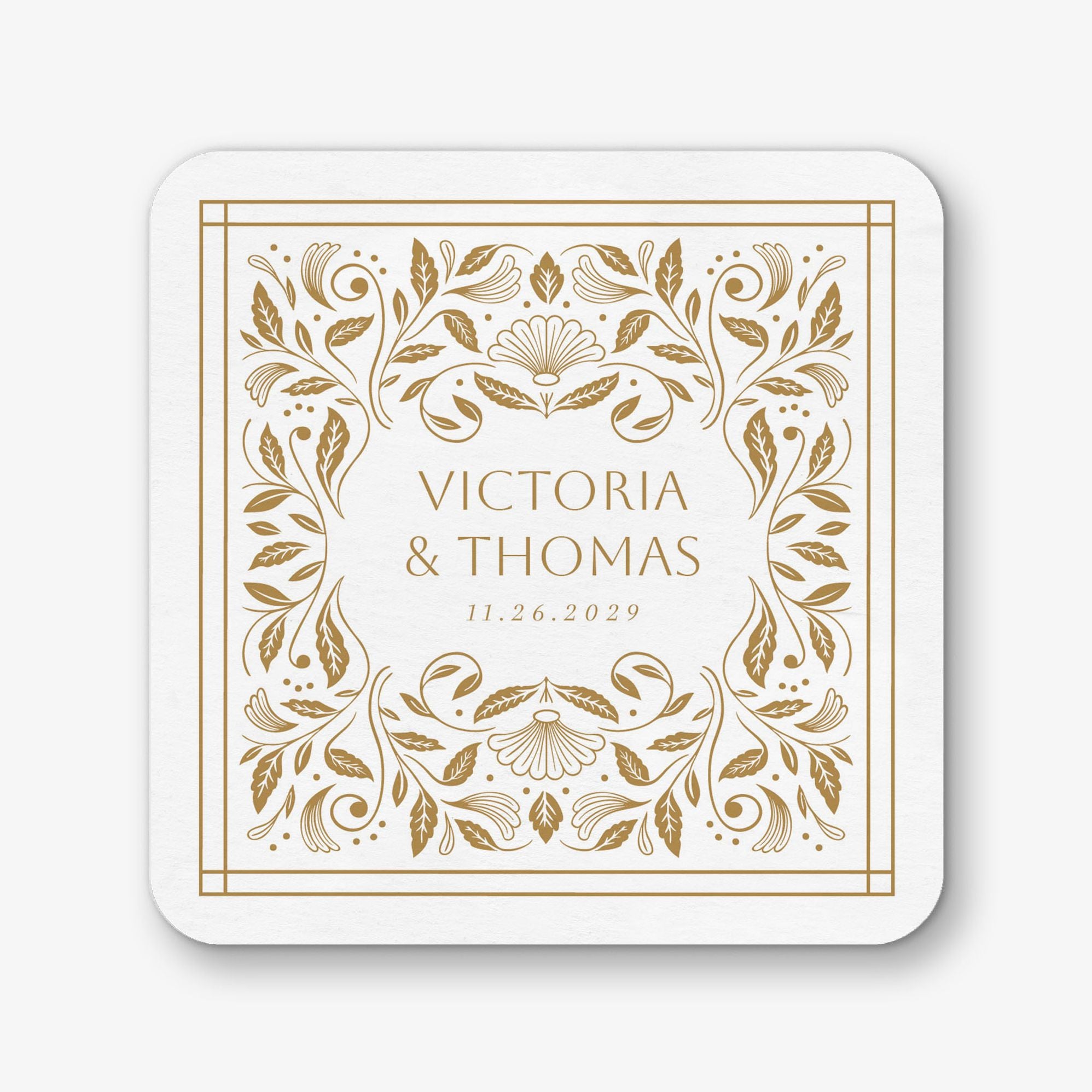 Foliage Filigree Square Custom Coasters