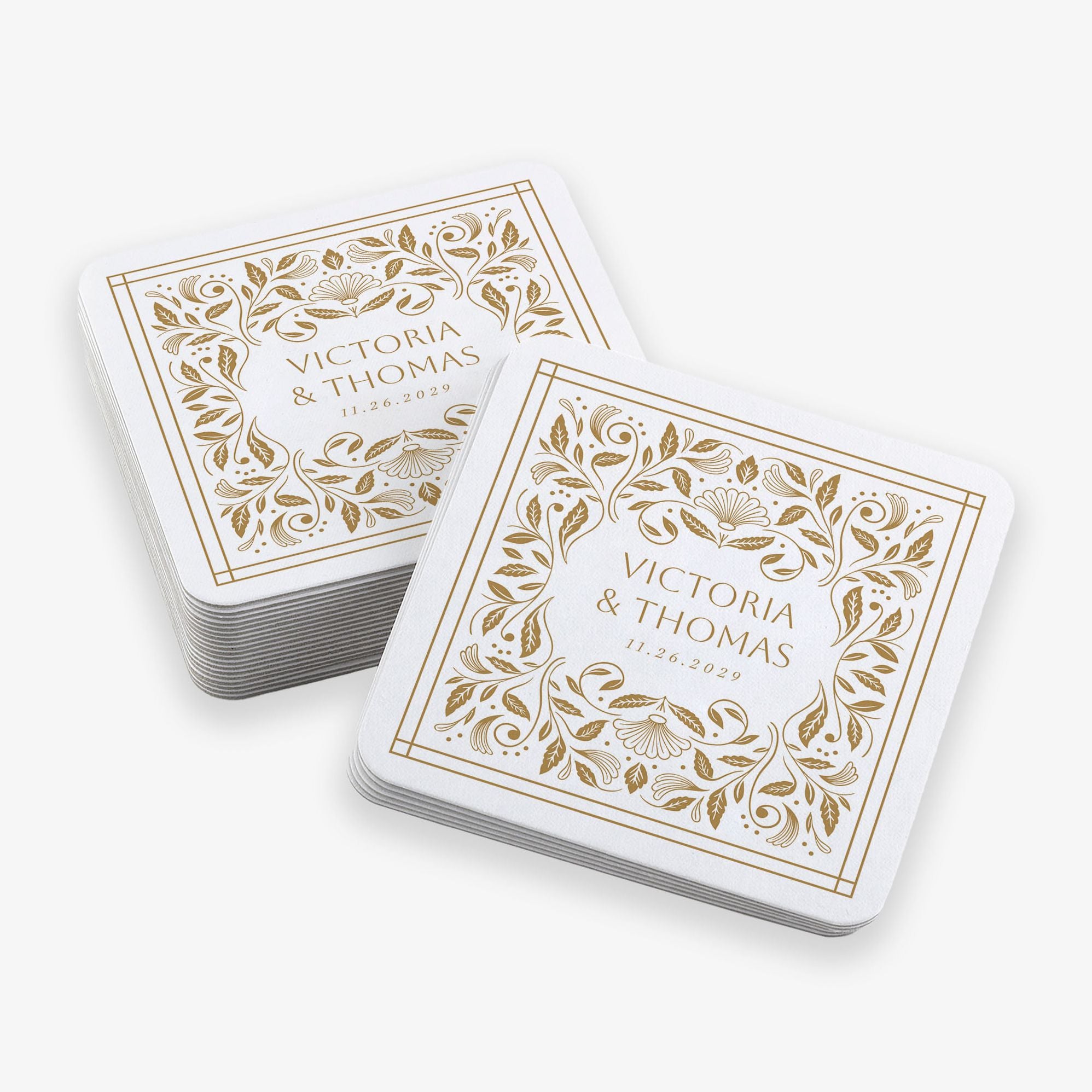 Foliage Filigree Square Custom Coasters