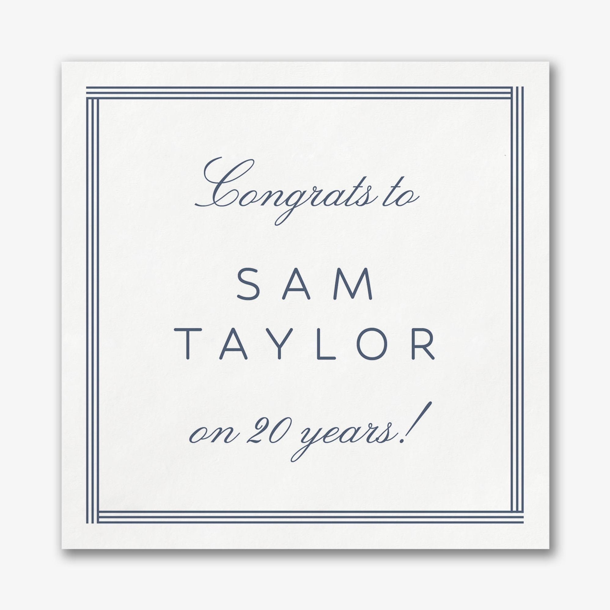 Triple Stripe Border Square Custom Napkins