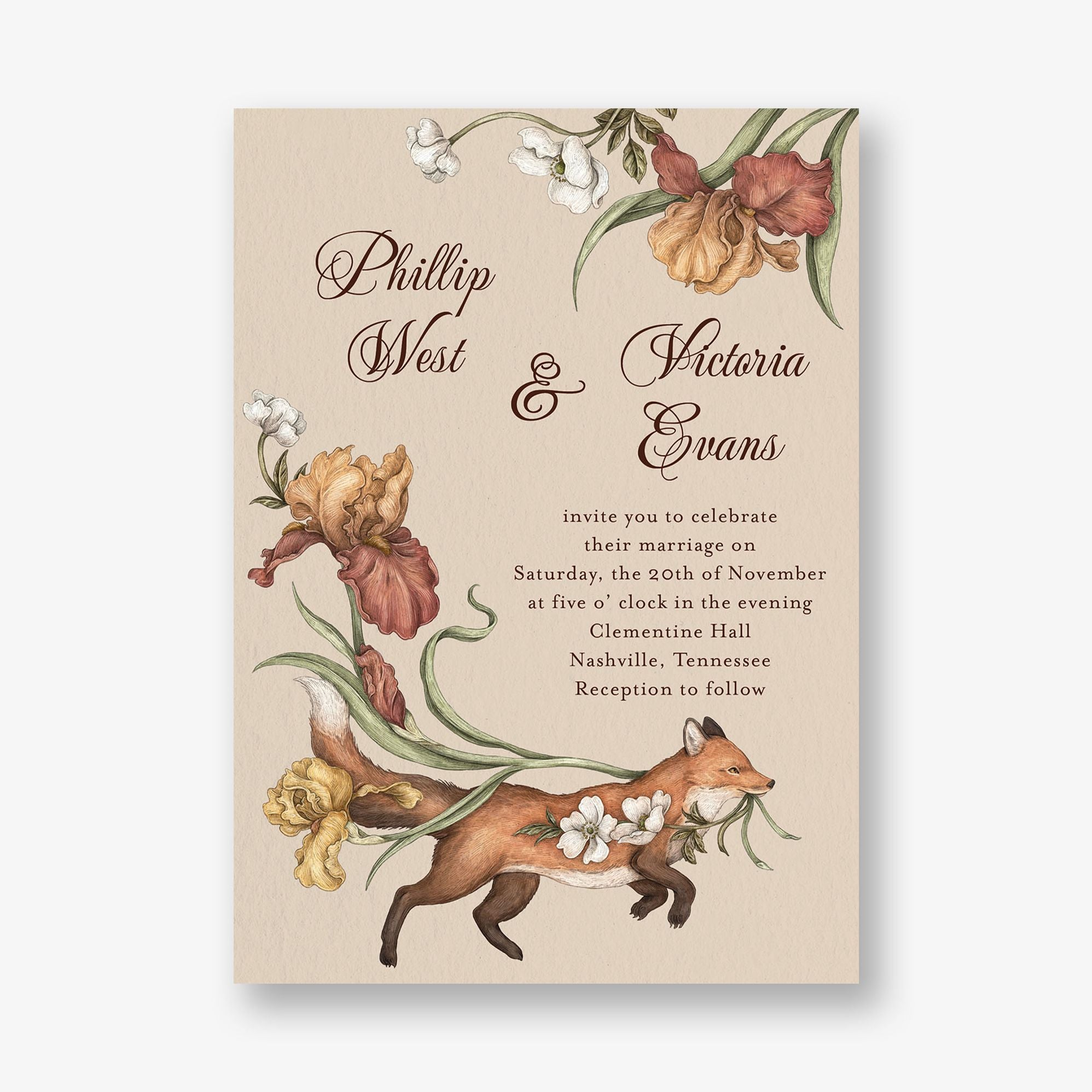 Fox and Florals Wedding Invitation