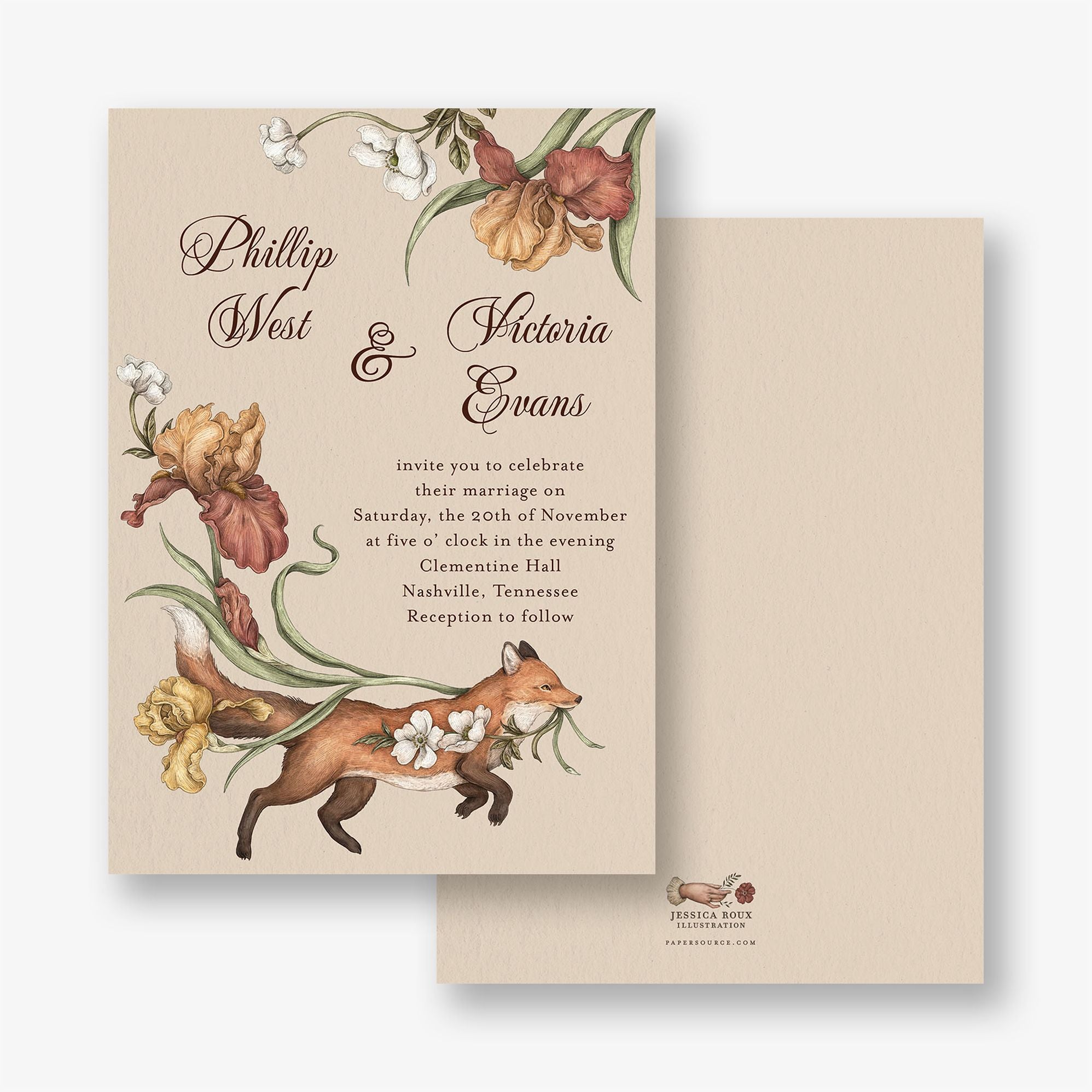 Fox and Florals Wedding Invitation
