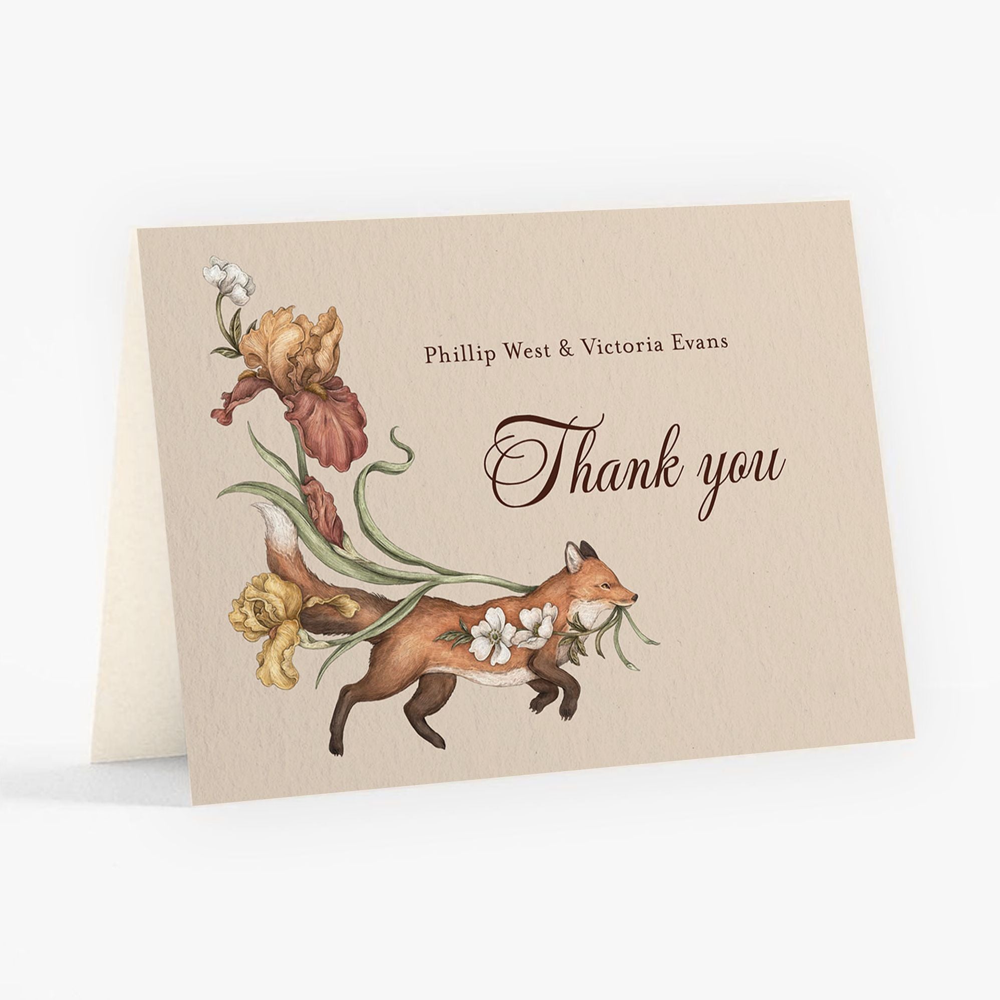 Fox and Florals Stationery Card