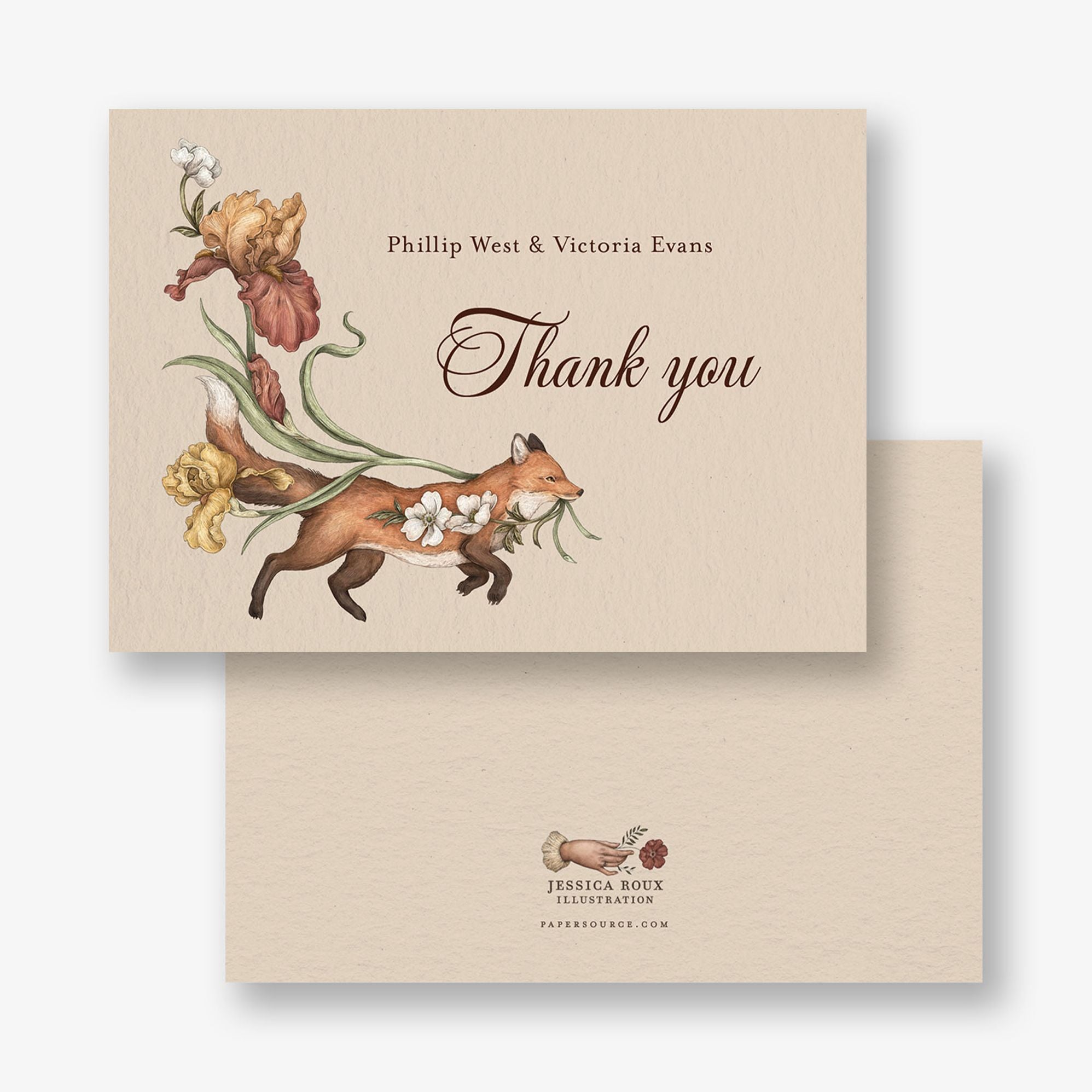 Fox and Florals Stationery Card