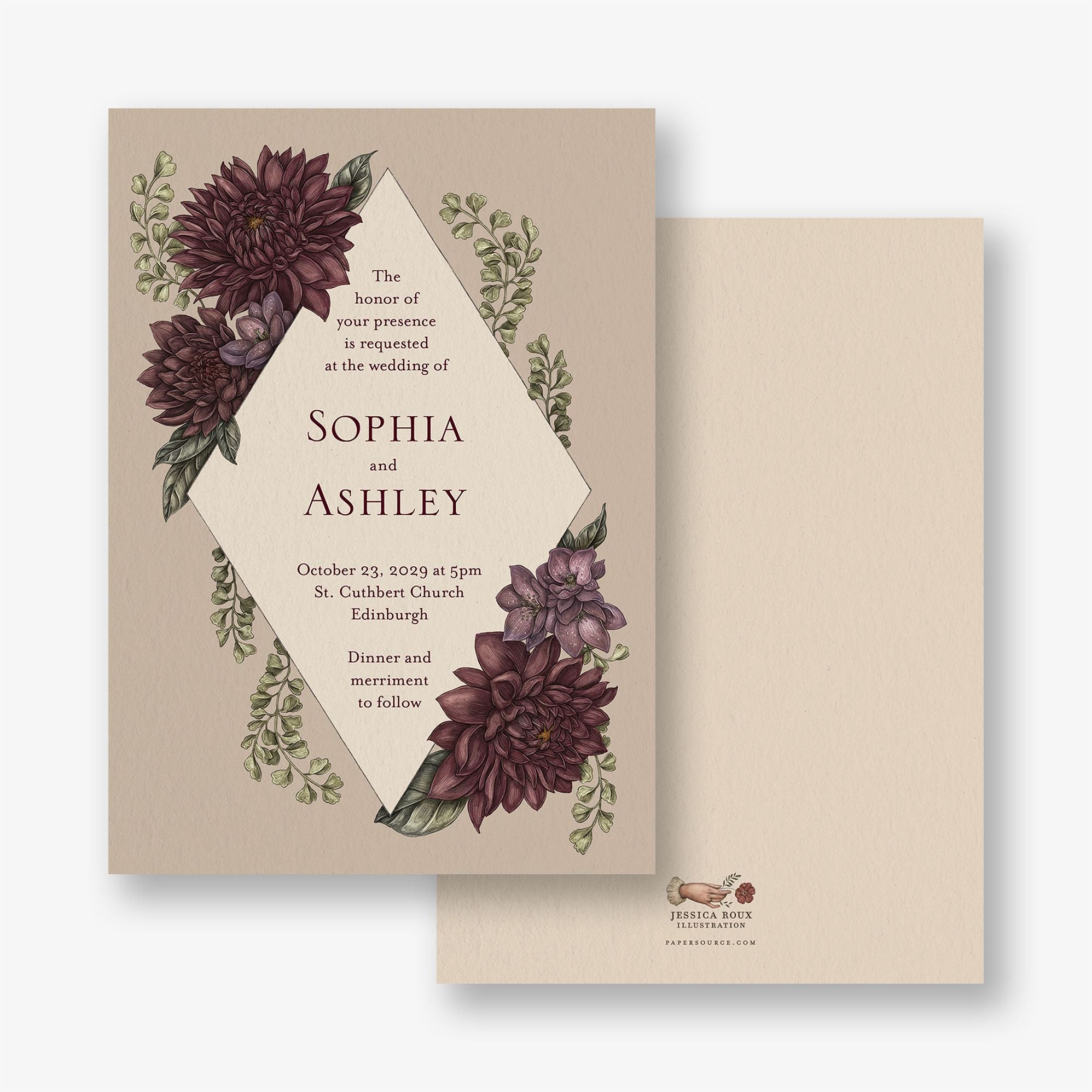 Moody Dahlias Wedding Invitation