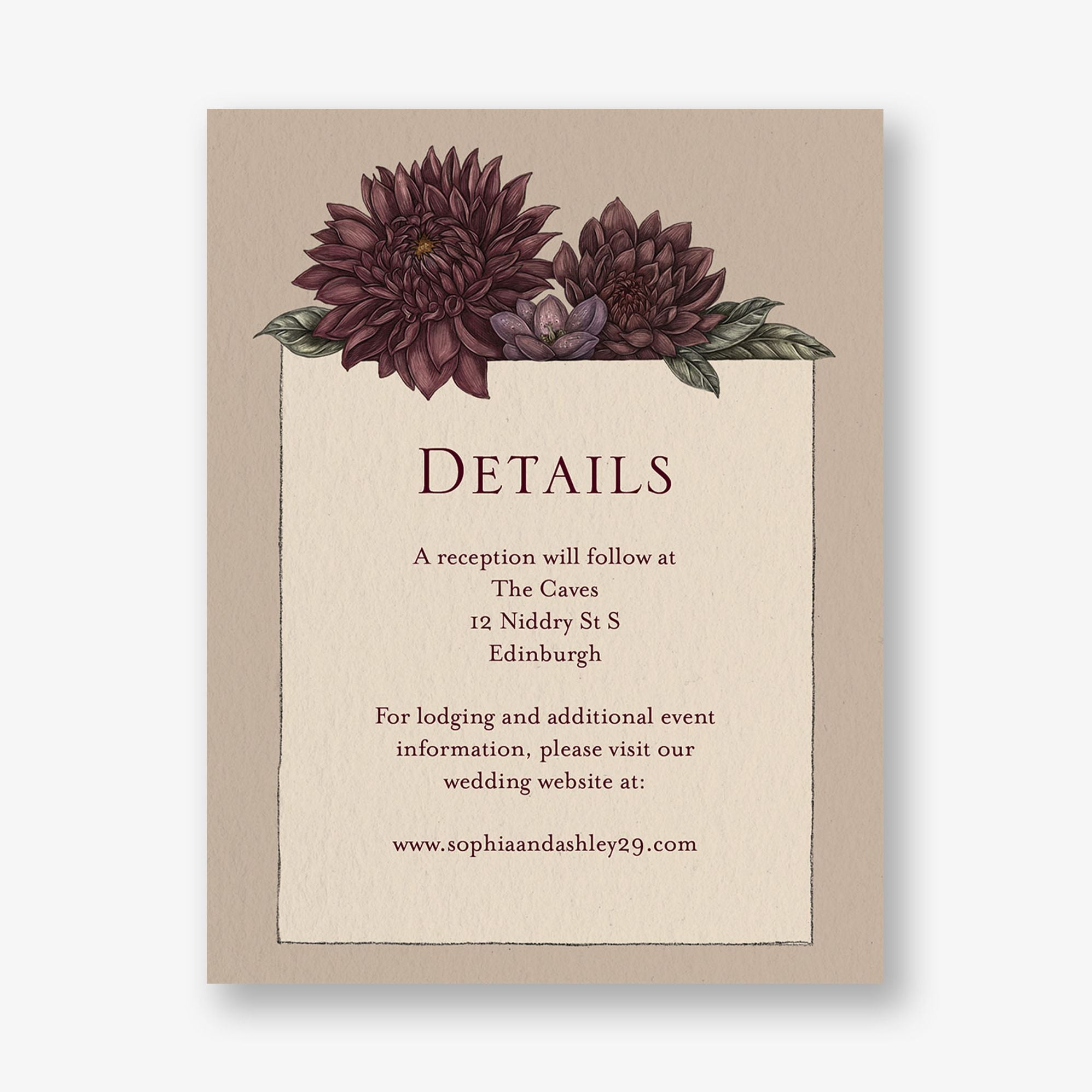 Moody Dahlias Information Card
