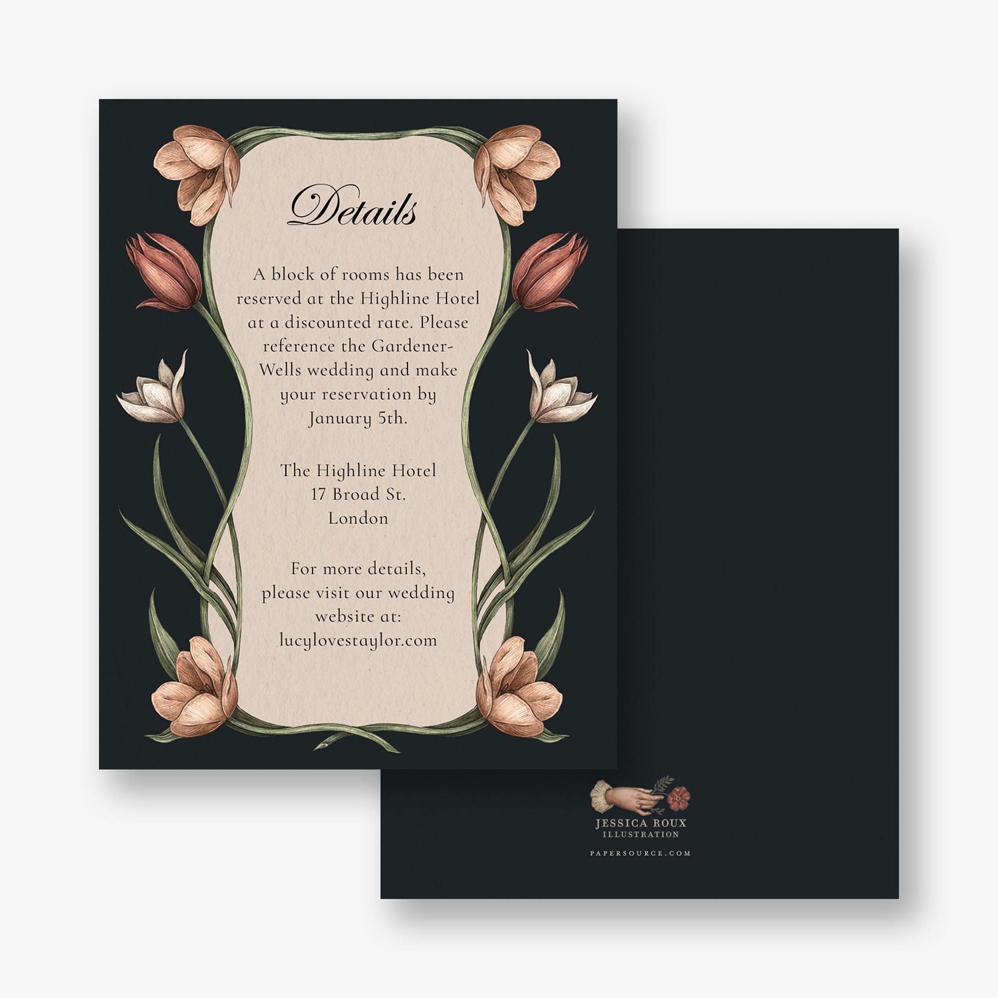 Tulips and Swallows Information Card