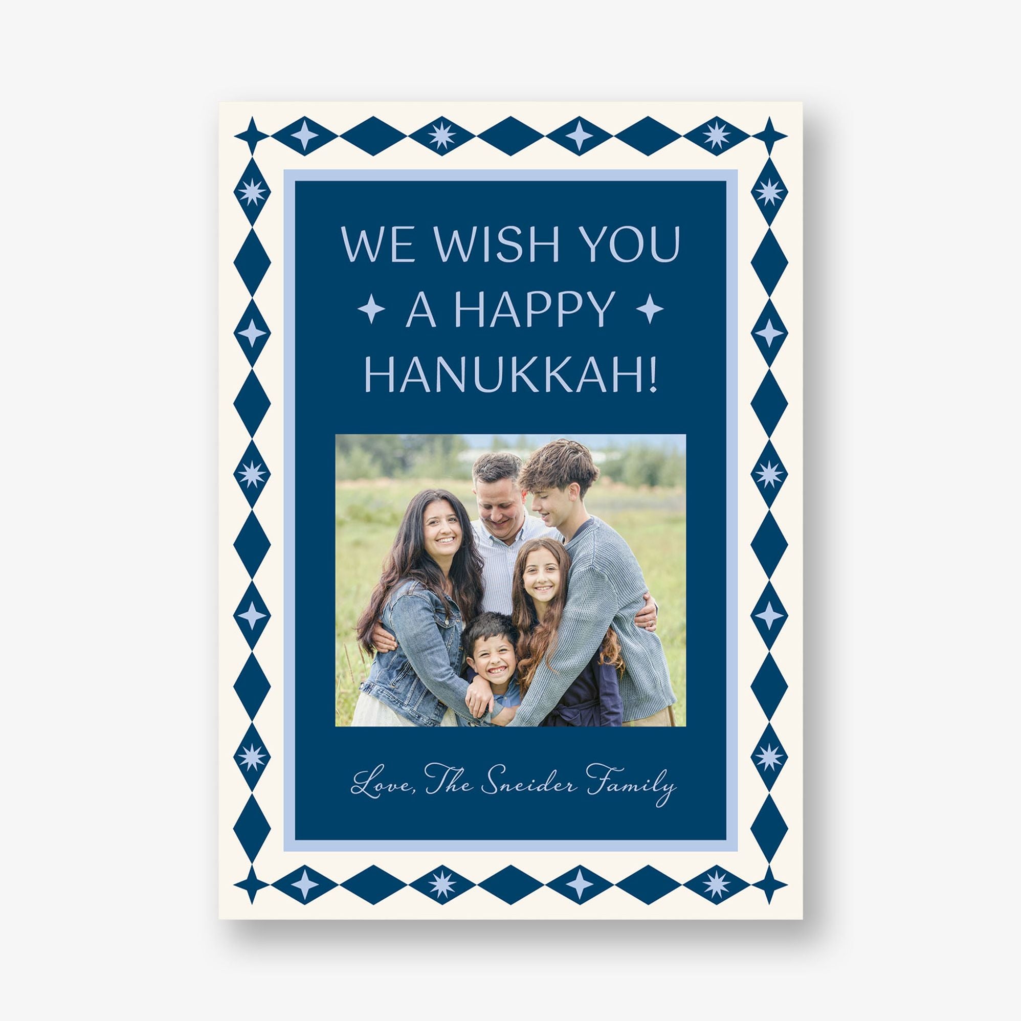 Retro Diamond Hanukkah Holiday Photo Card
