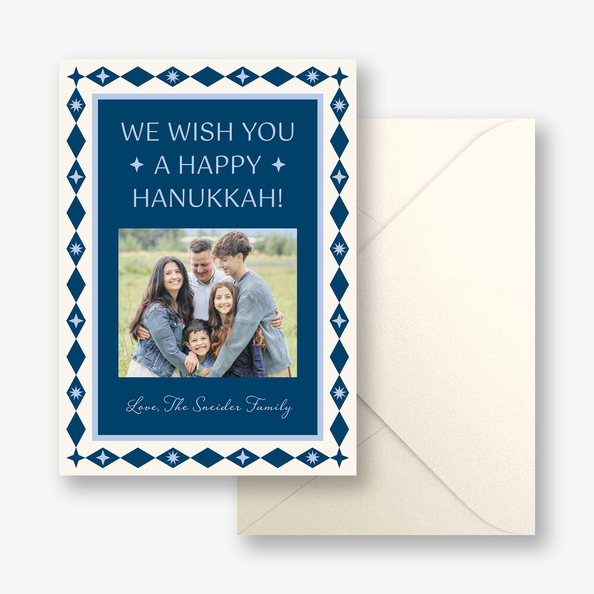 Retro Diamond Hanukkah Holiday Photo Card