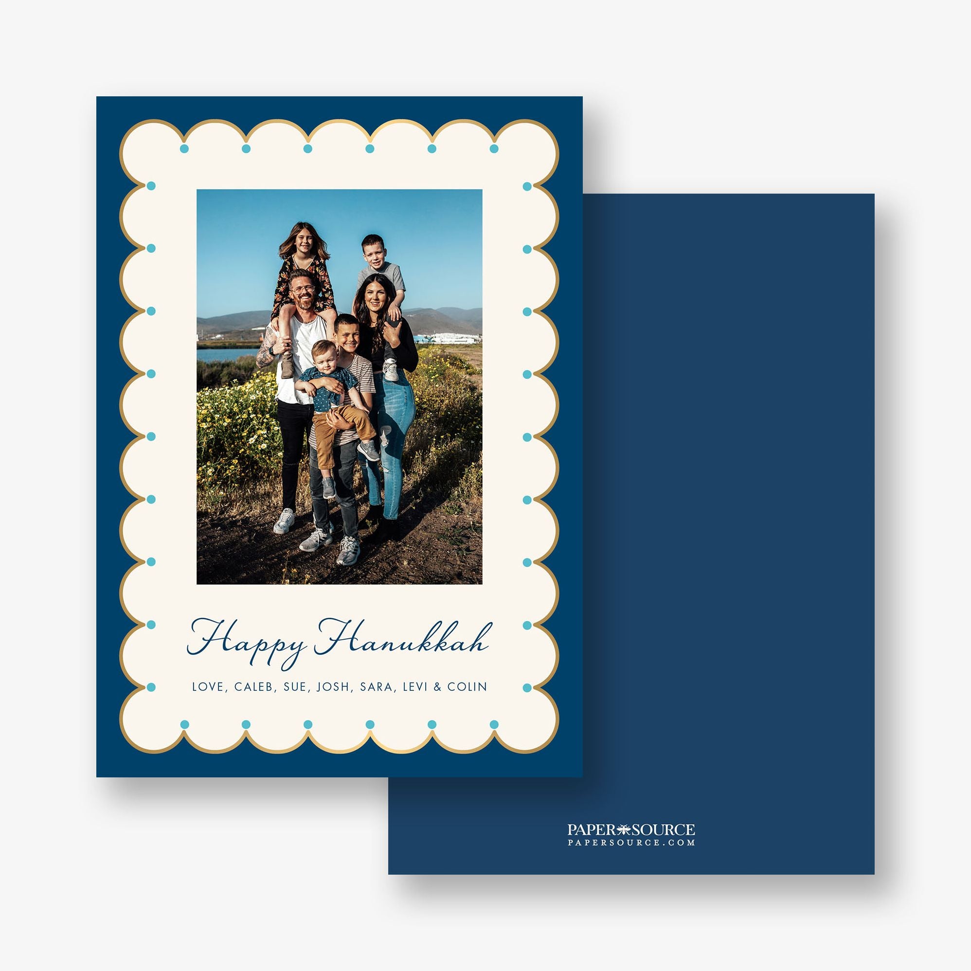 Festive Foil Scallops Hanukkah Photo Card