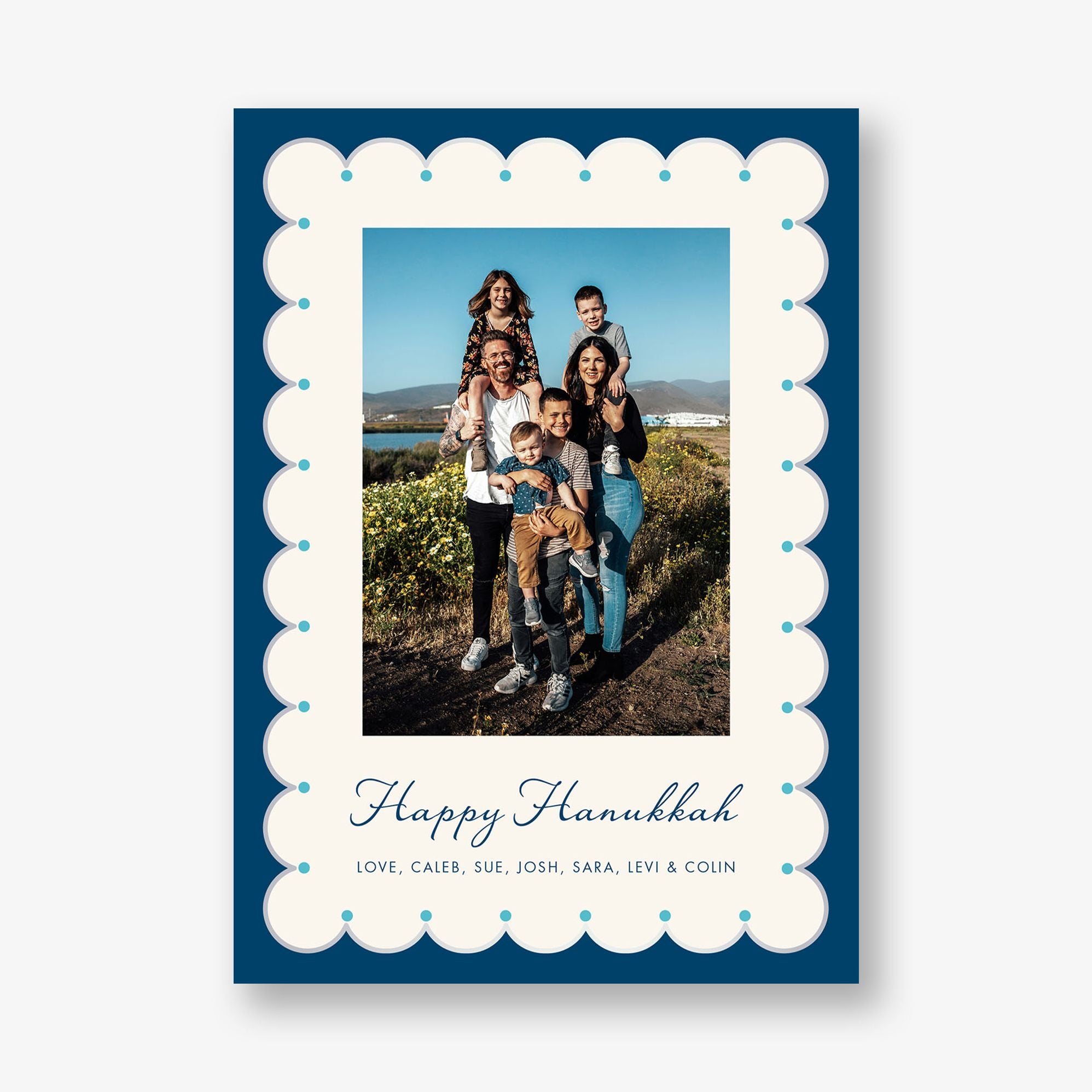 Festive Foil Scallops Hanukkah Photo Card