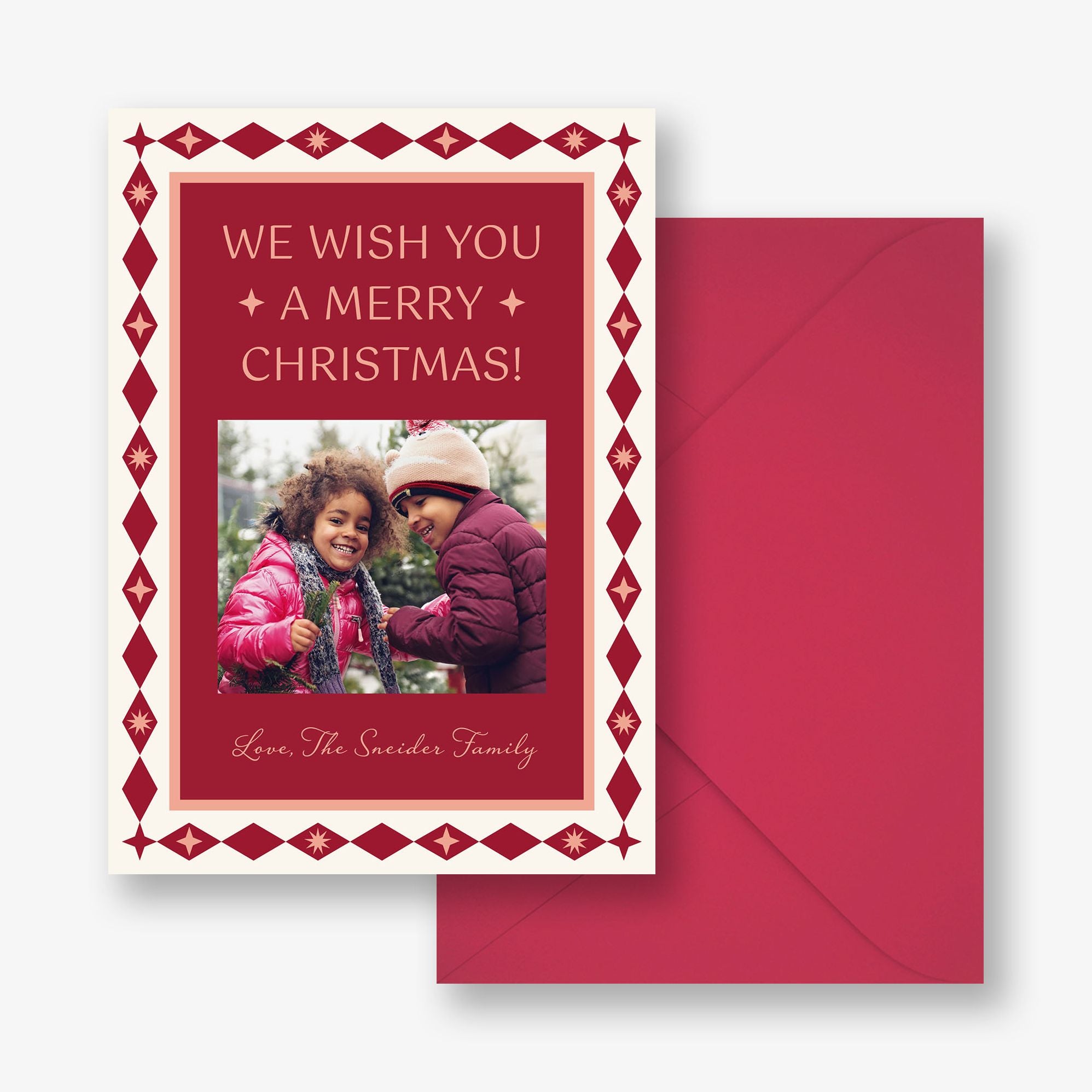 Retro Diamond Holiday Photo Card