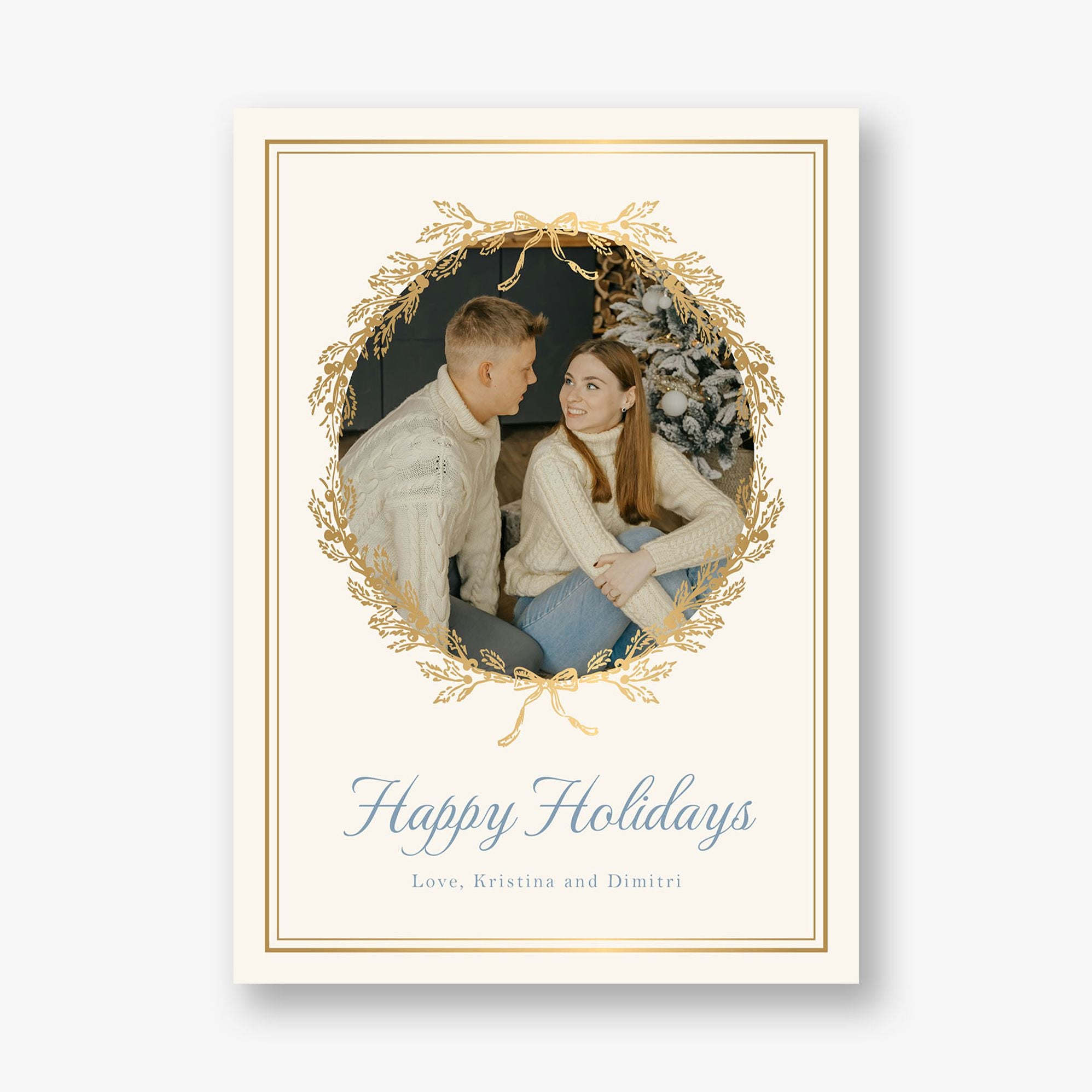 Winter Toile Foil Frame Holiday Photo Card