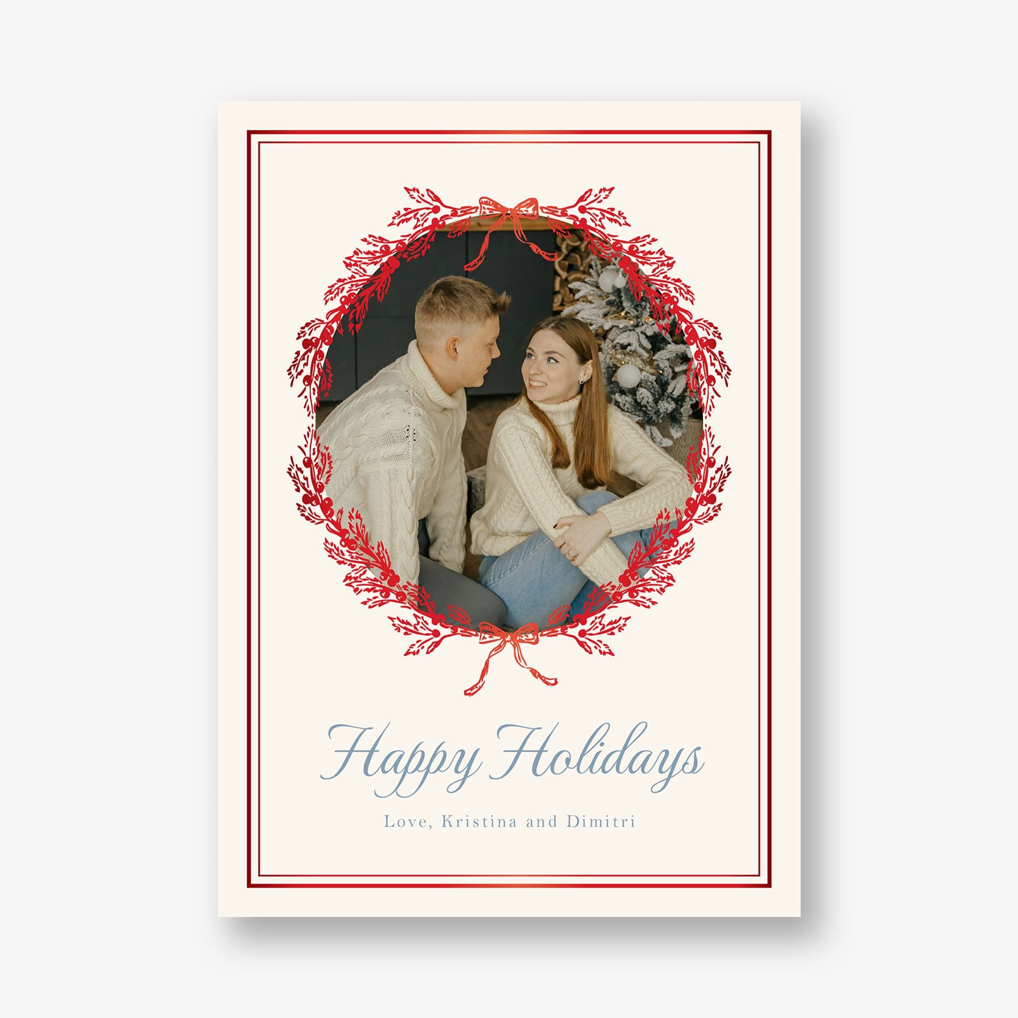 Winter Toile Foil Frame Holiday Photo Card