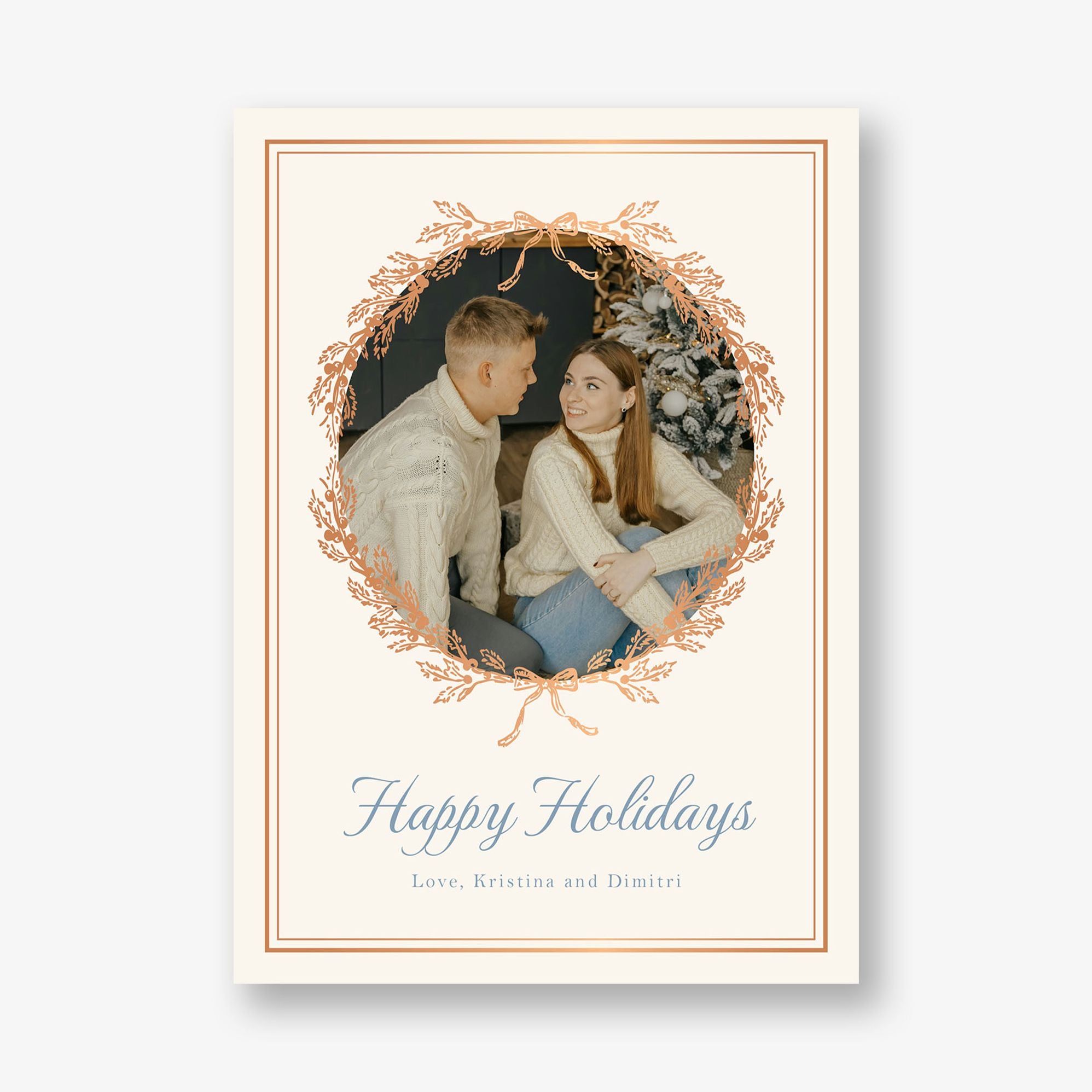 Winter Toile Foil Frame Holiday Photo Card