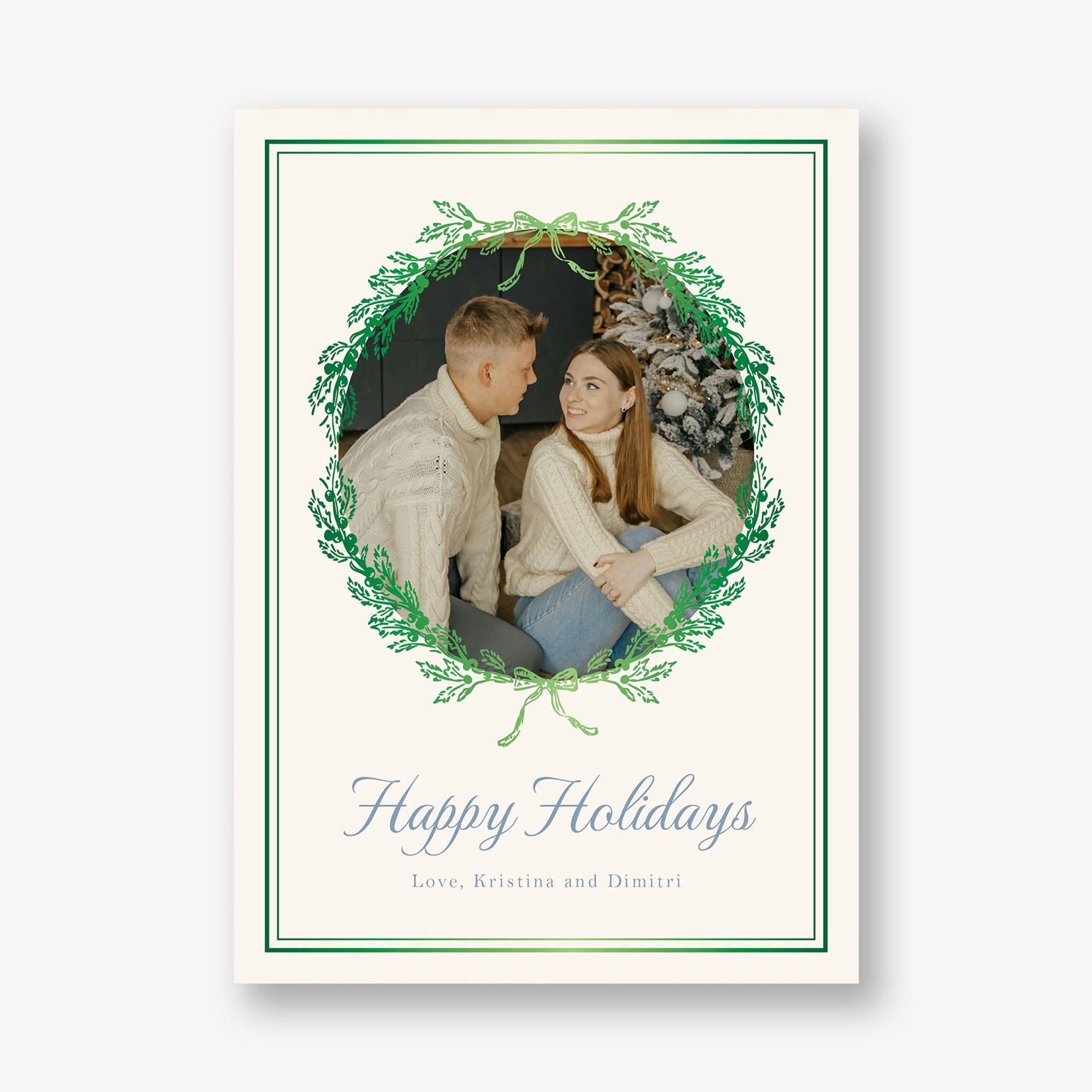 Winter Toile Foil Frame Holiday Photo Card