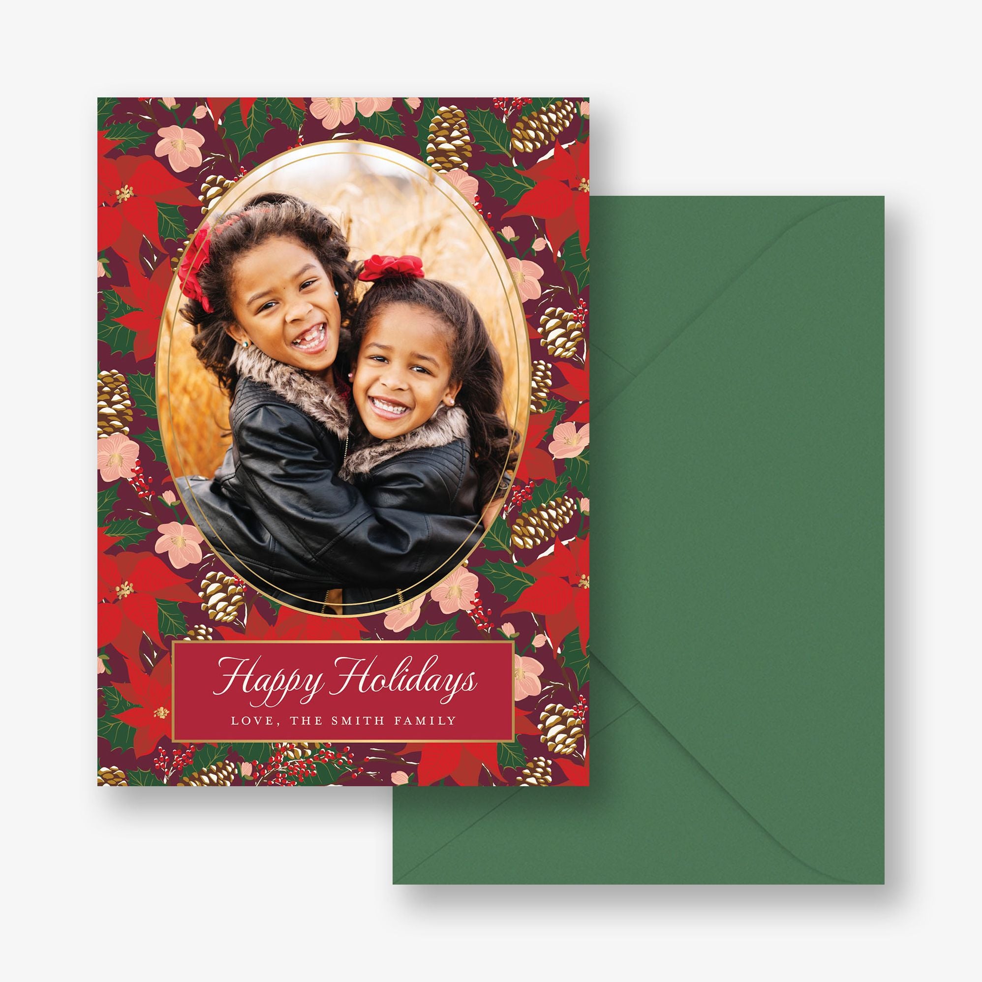 Poinsettia Foil Frame Holiday Card