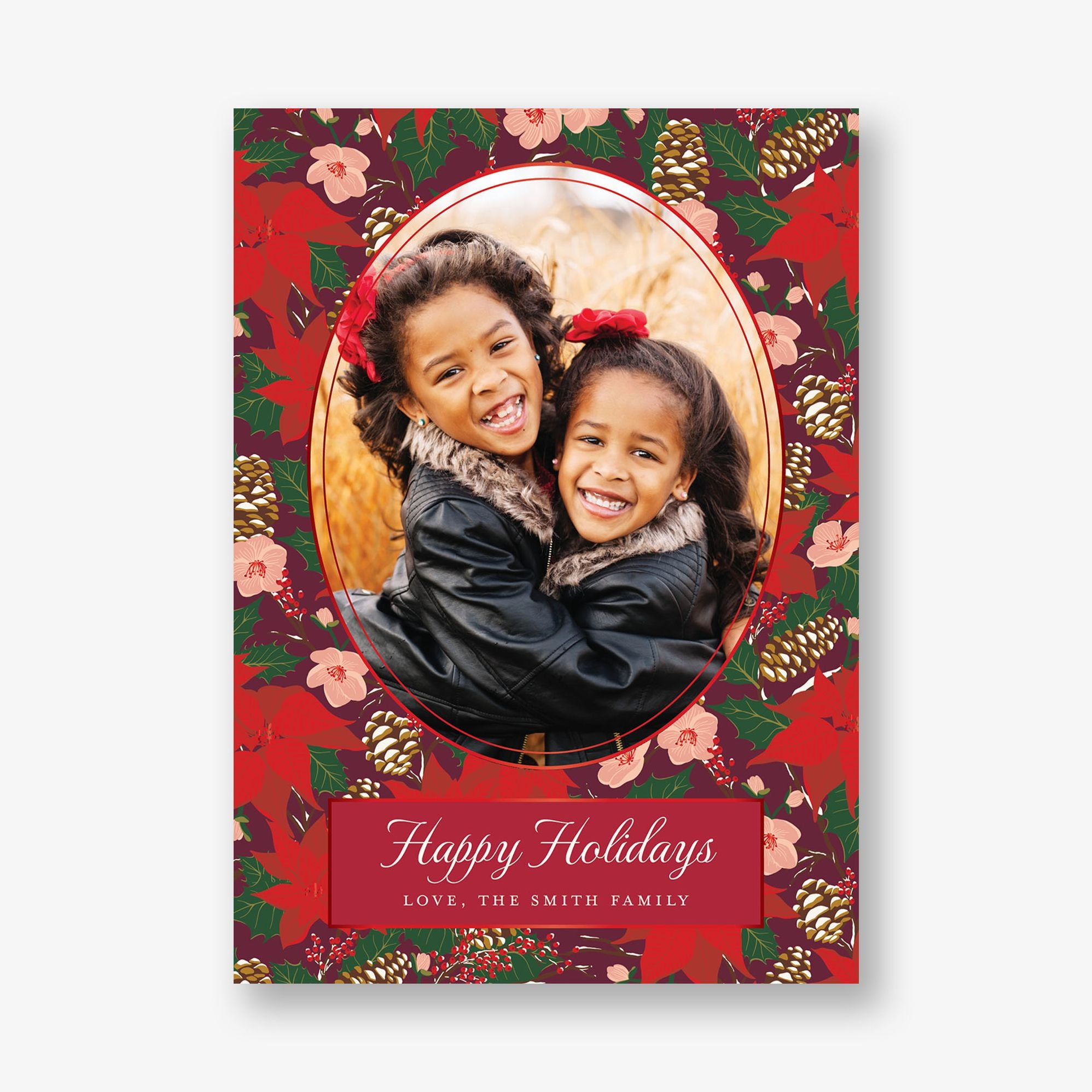 Poinsettia Foil Frame Holiday Card