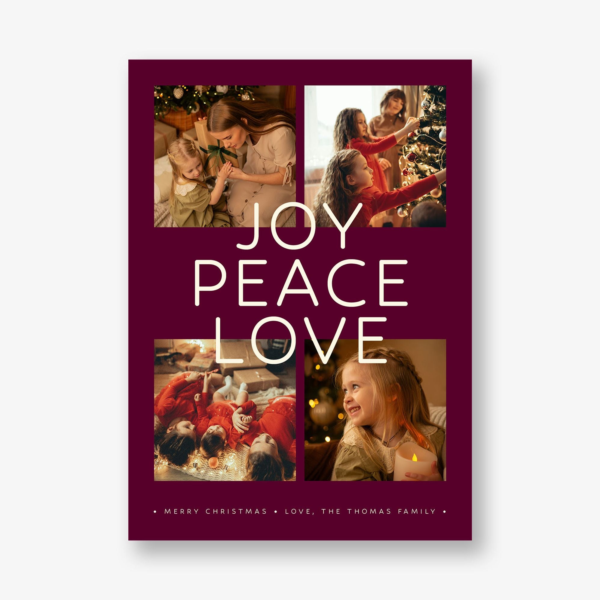 Joy Peace Love Collage Holiday Photo Card