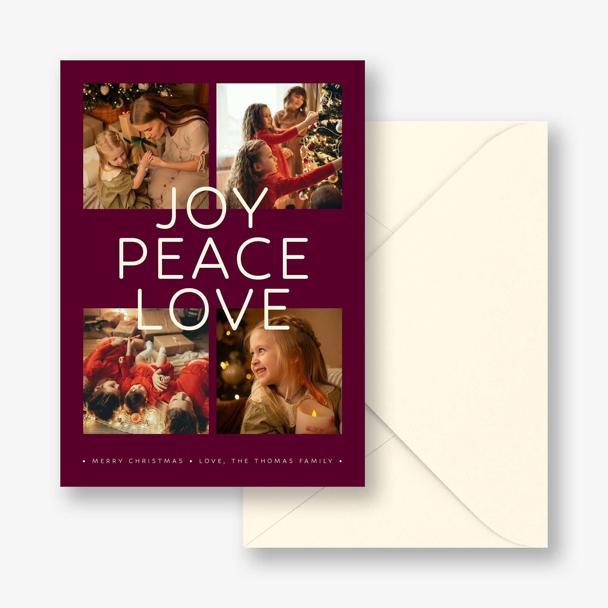 Joy Peace Love Collage Holiday Photo Card
