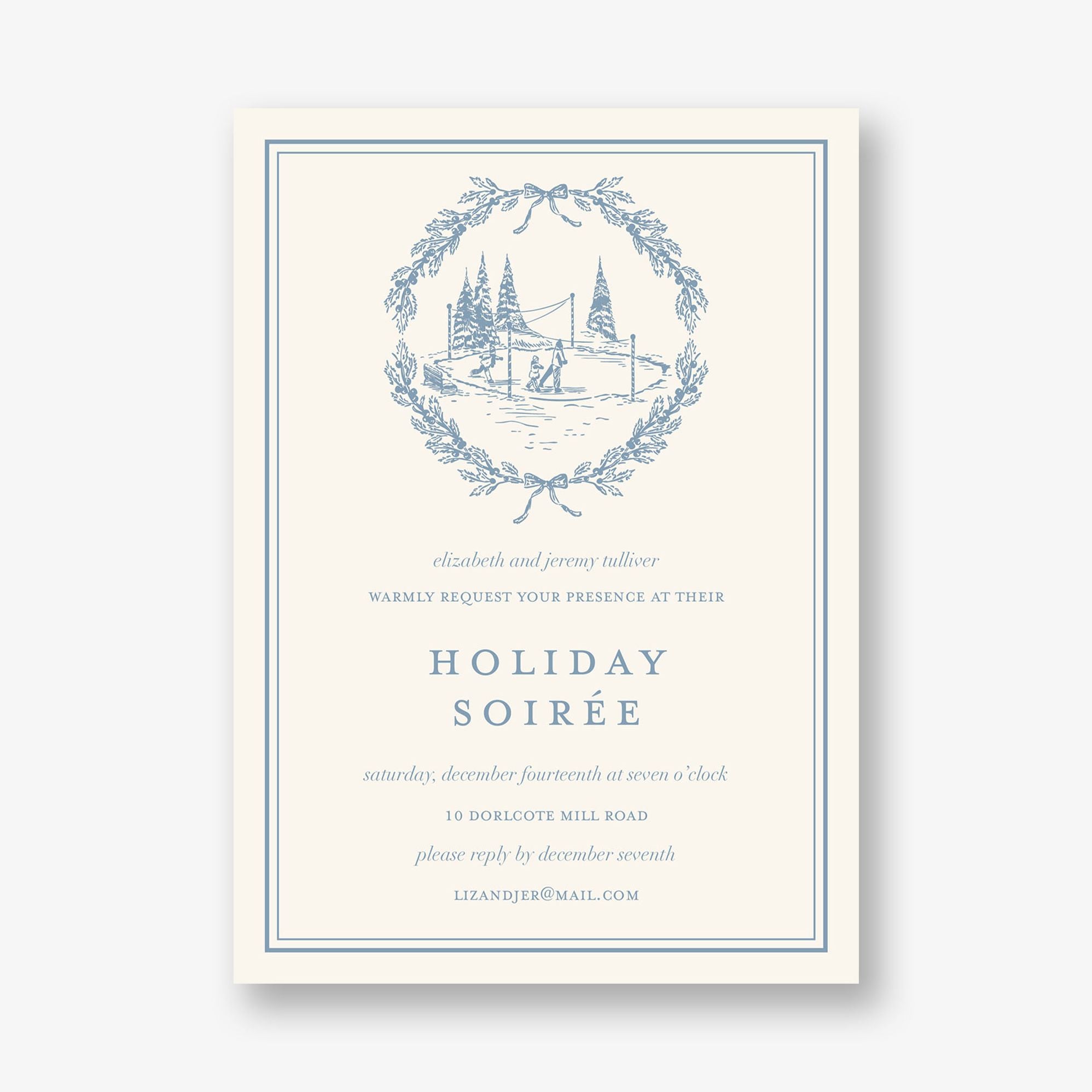 Winter Toile Holiday Party Invitation