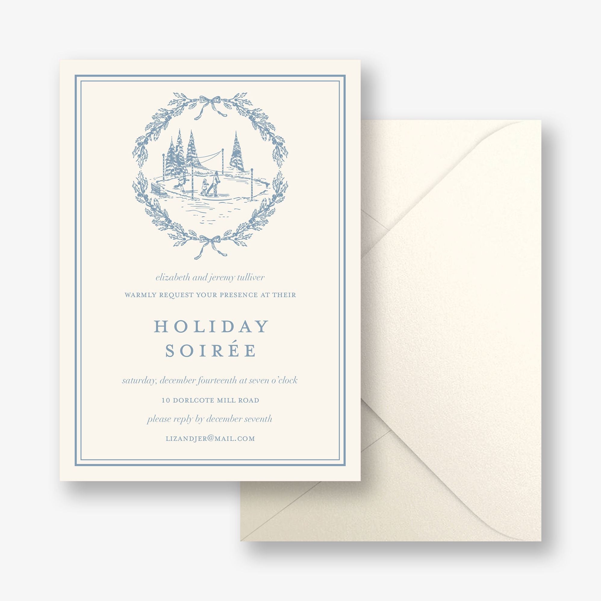Winter Toile Holiday Party Invitation