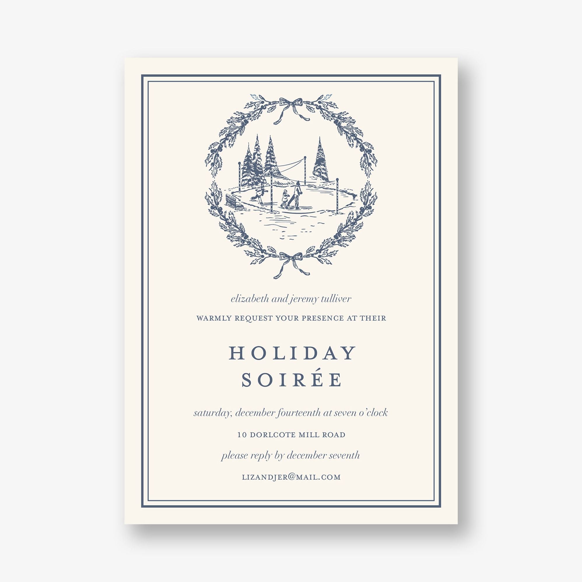 Winter Toile Holiday Party Invitation