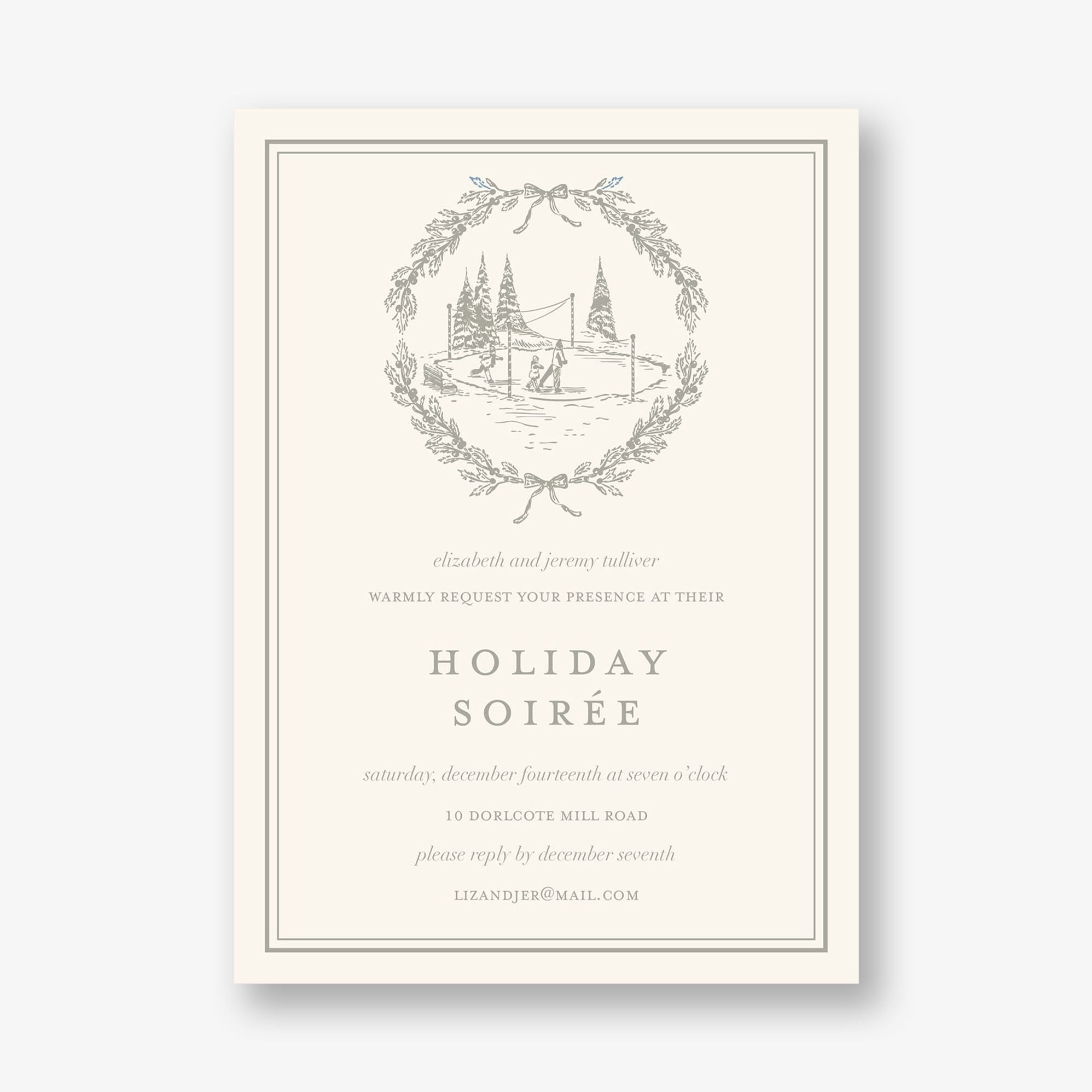 Winter Toile Holiday Party Invitation