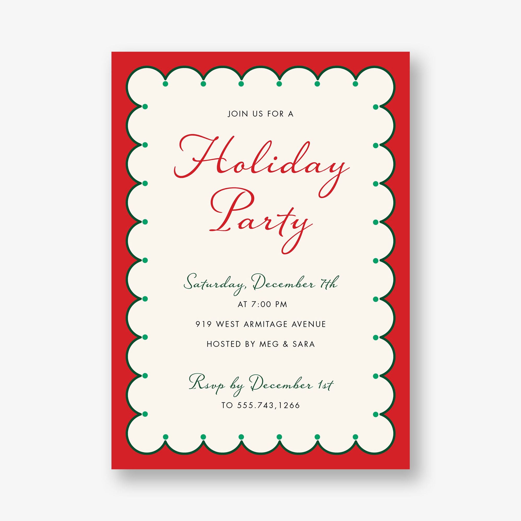 Festive Scallops Holiday Party Invitation