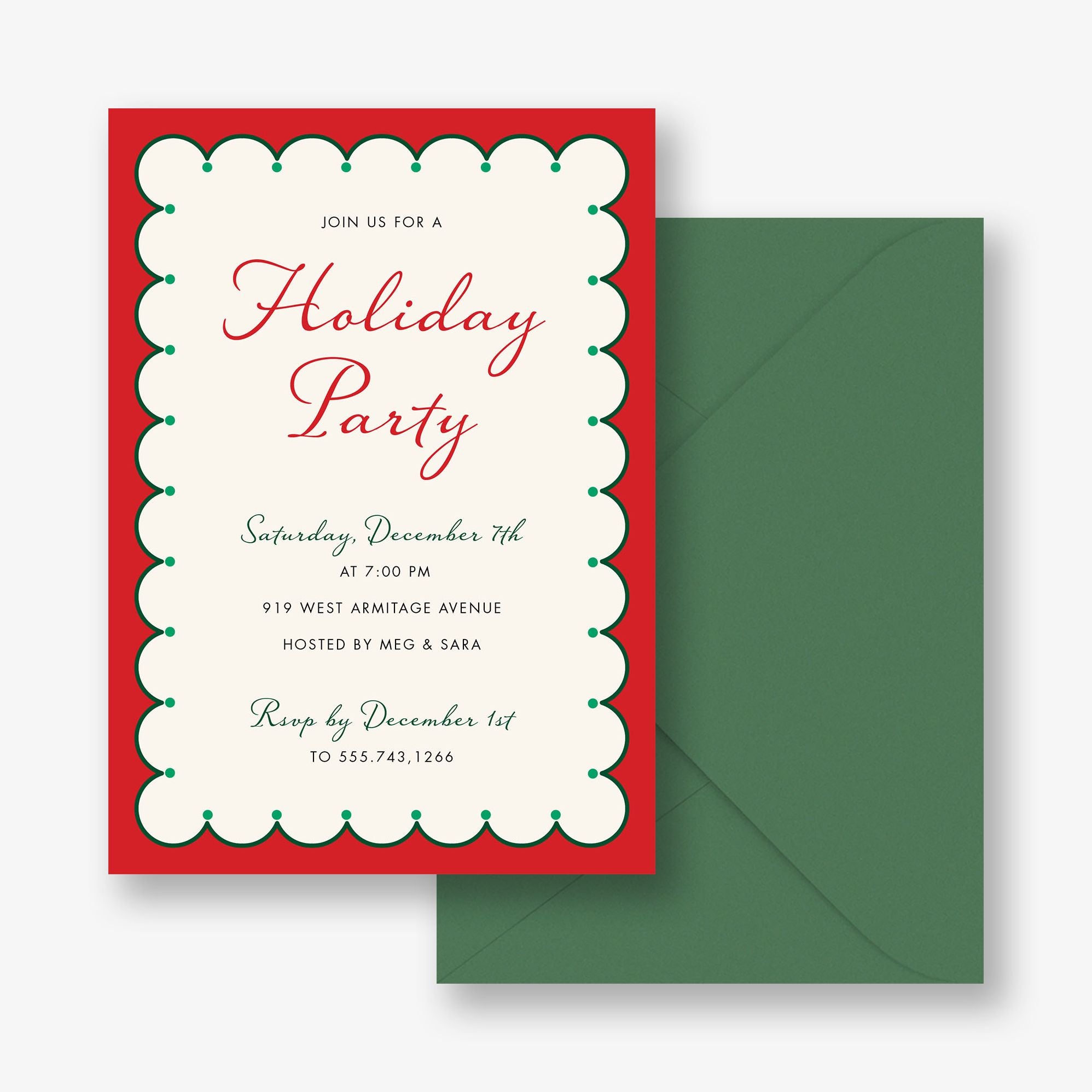 Festive Scallops Holiday Party Invitation