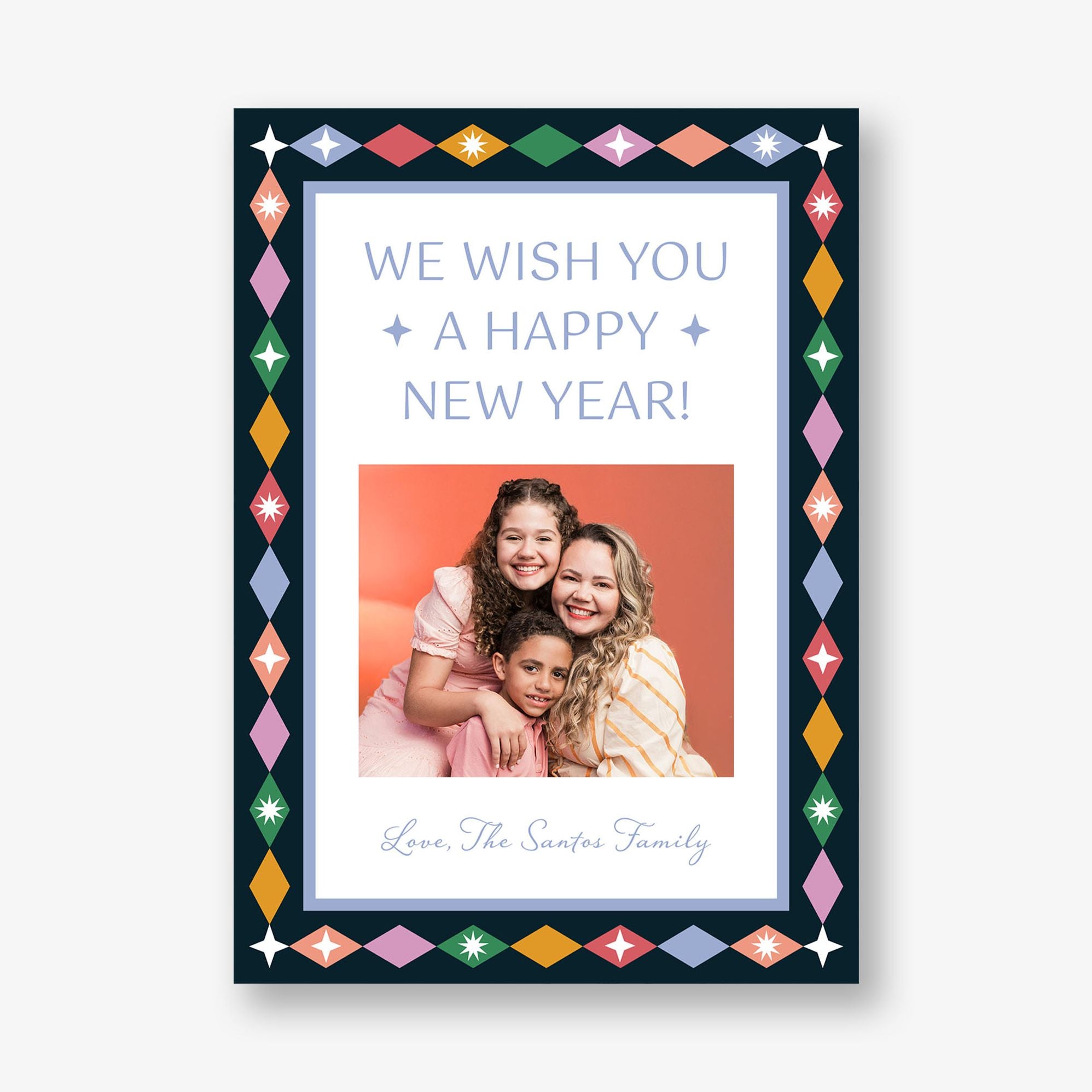 Retro Diamond New Year Photo Card