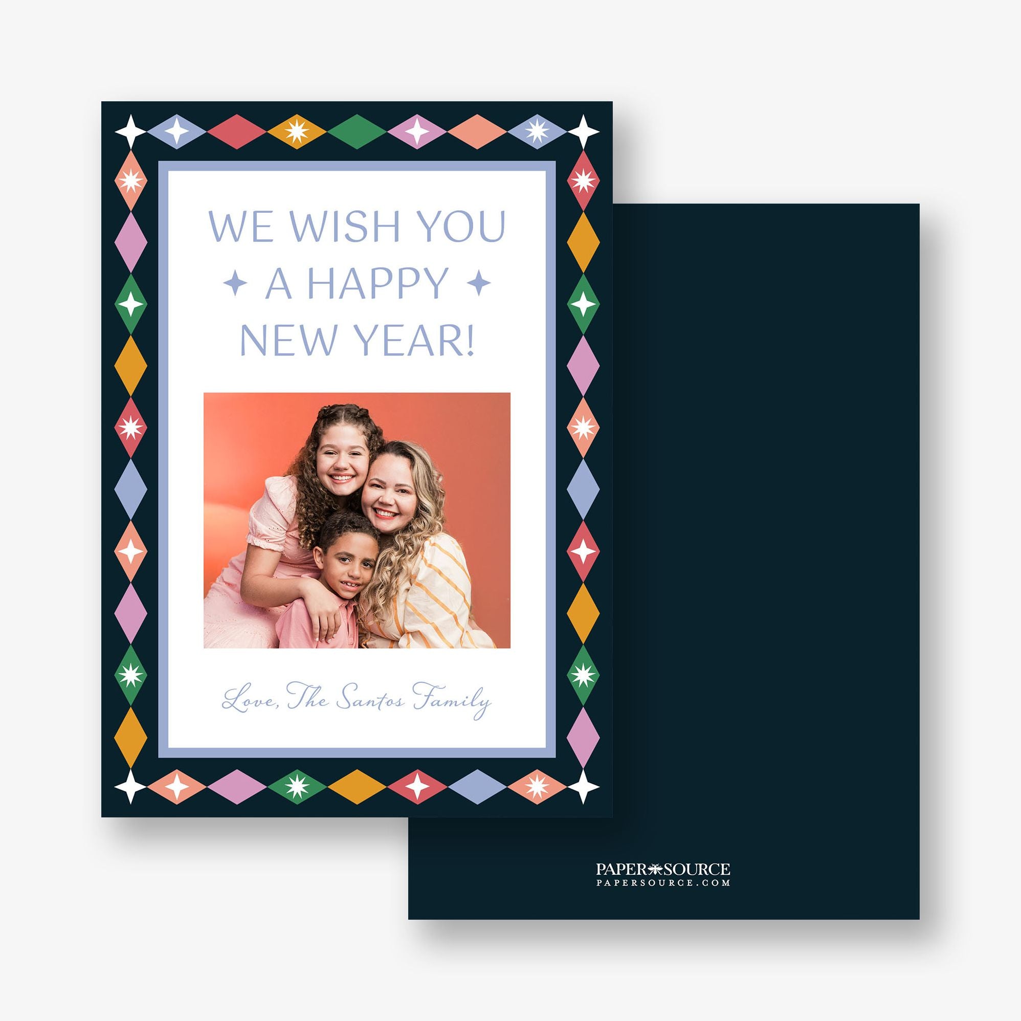 Retro Diamond New Year Photo Card
