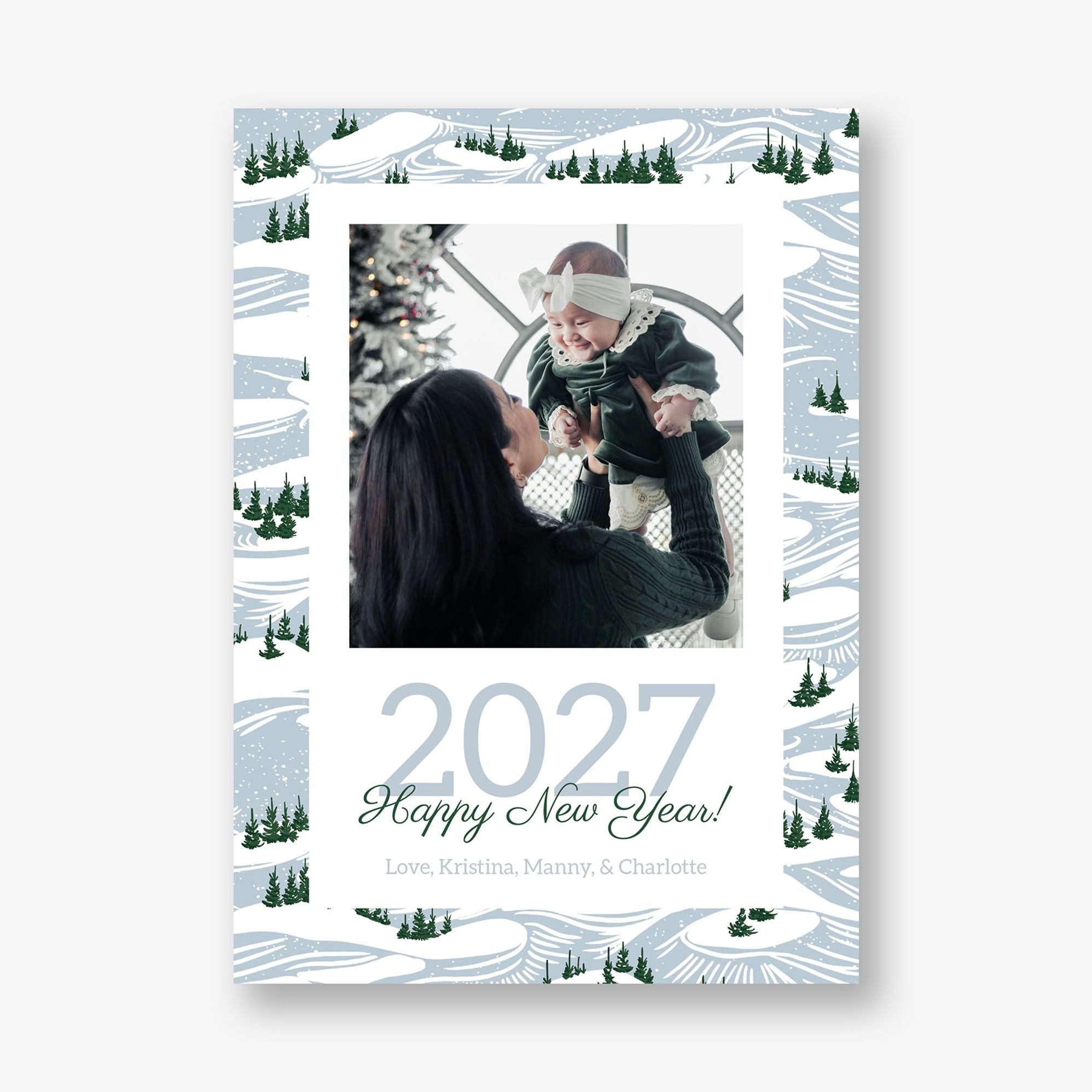 Snowy Forest New Year Photo Card