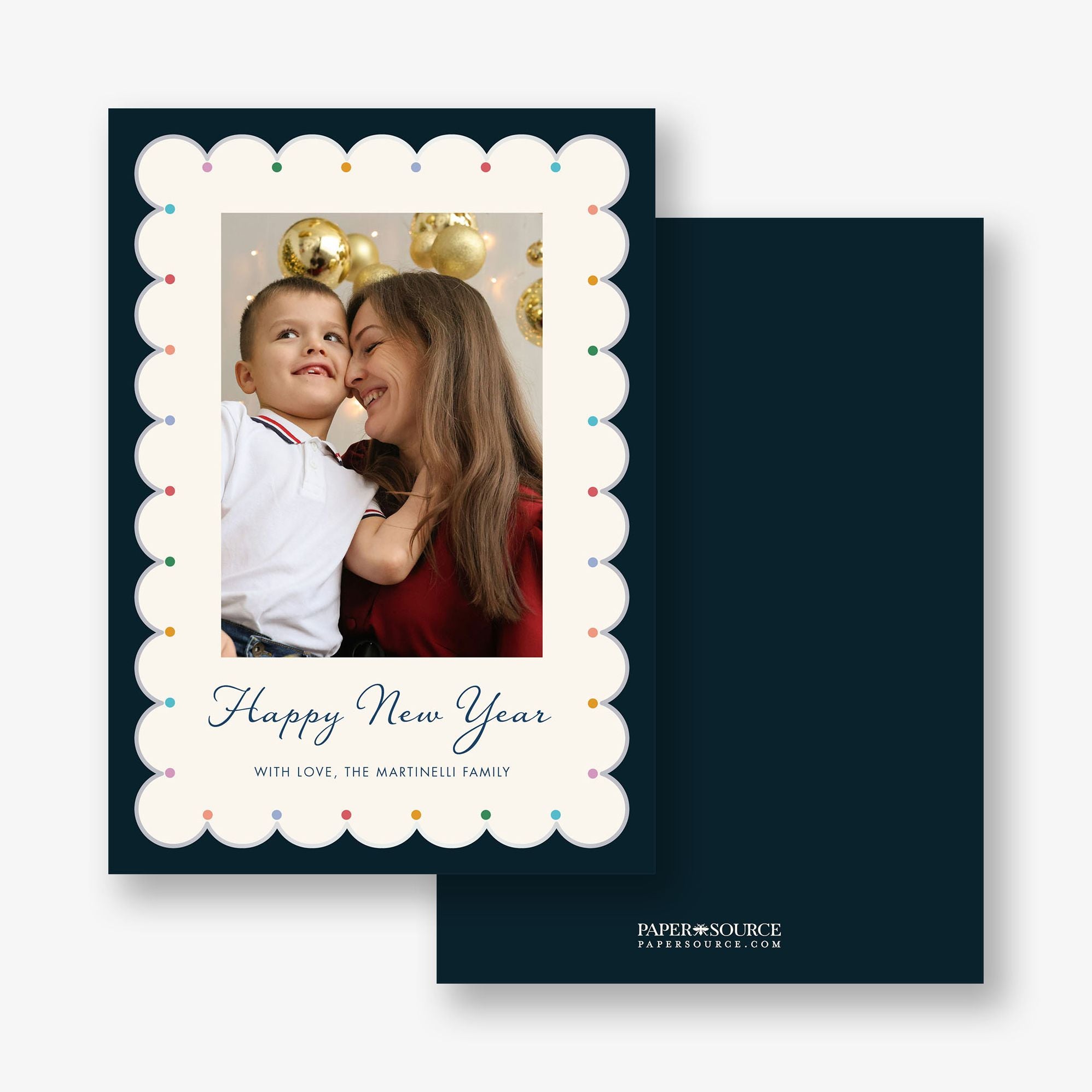 Festive Foil Scallops New Year Photo Card