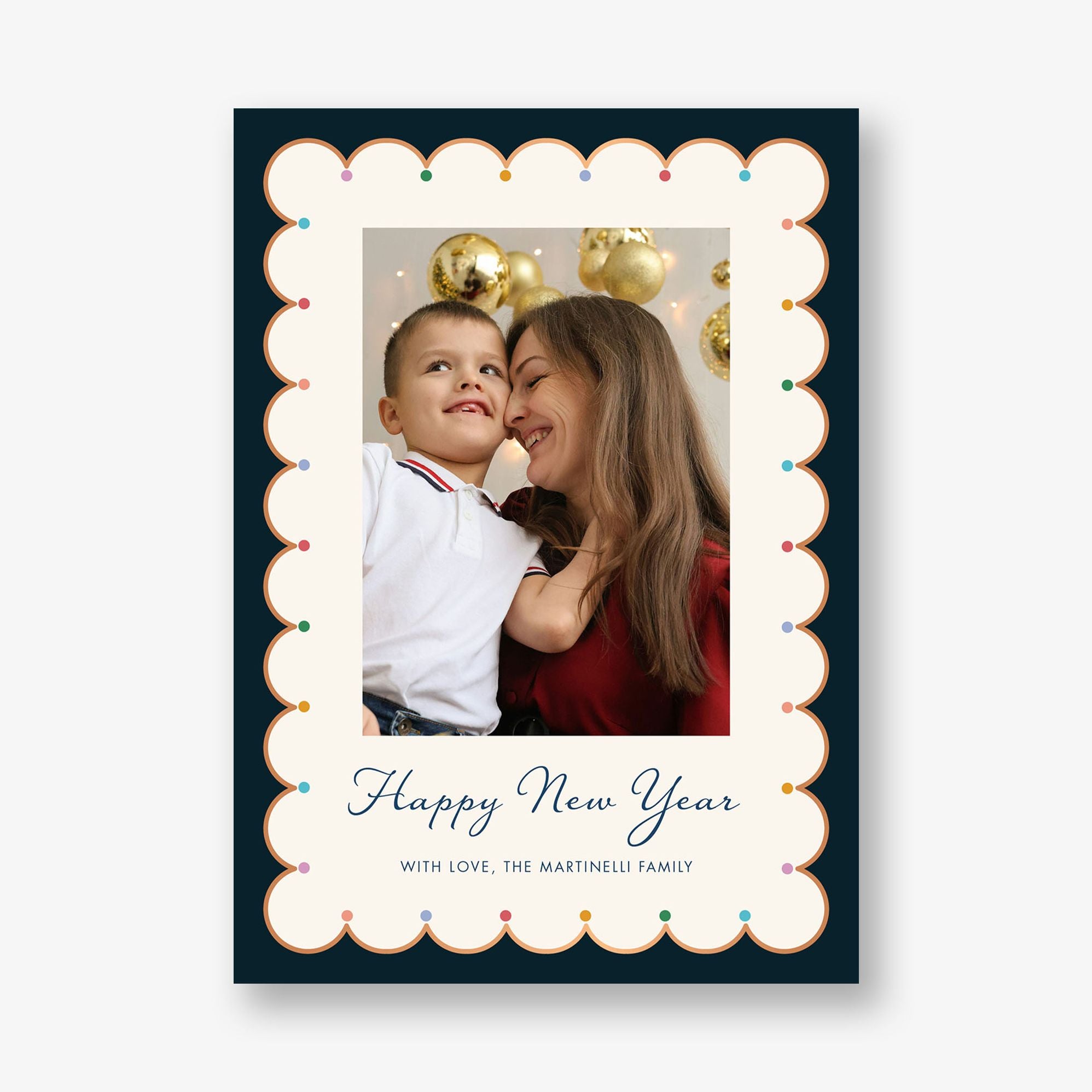 Festive Foil Scallops New Year Photo Card