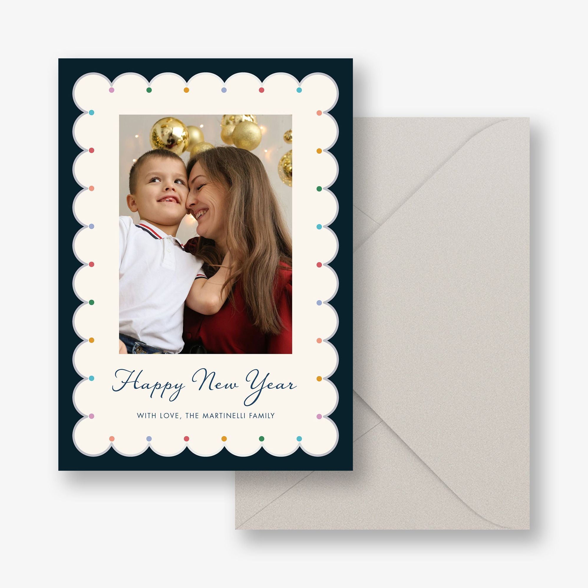 Festive Foil Scallops New Year Photo Card