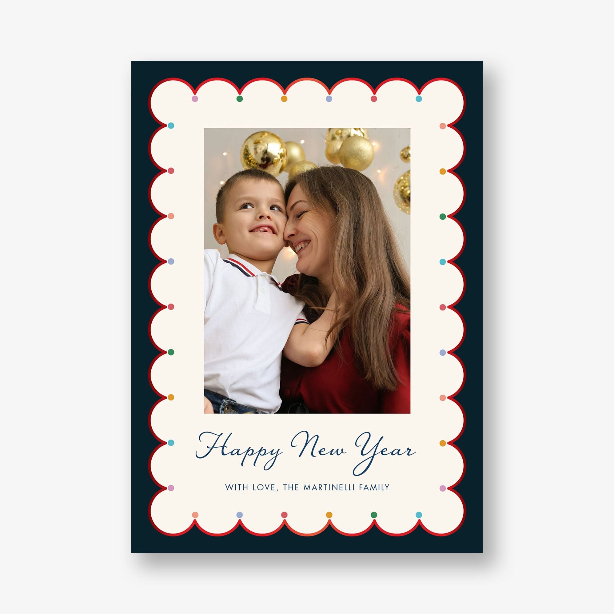 Festive Foil Scallops New Year Photo Card
