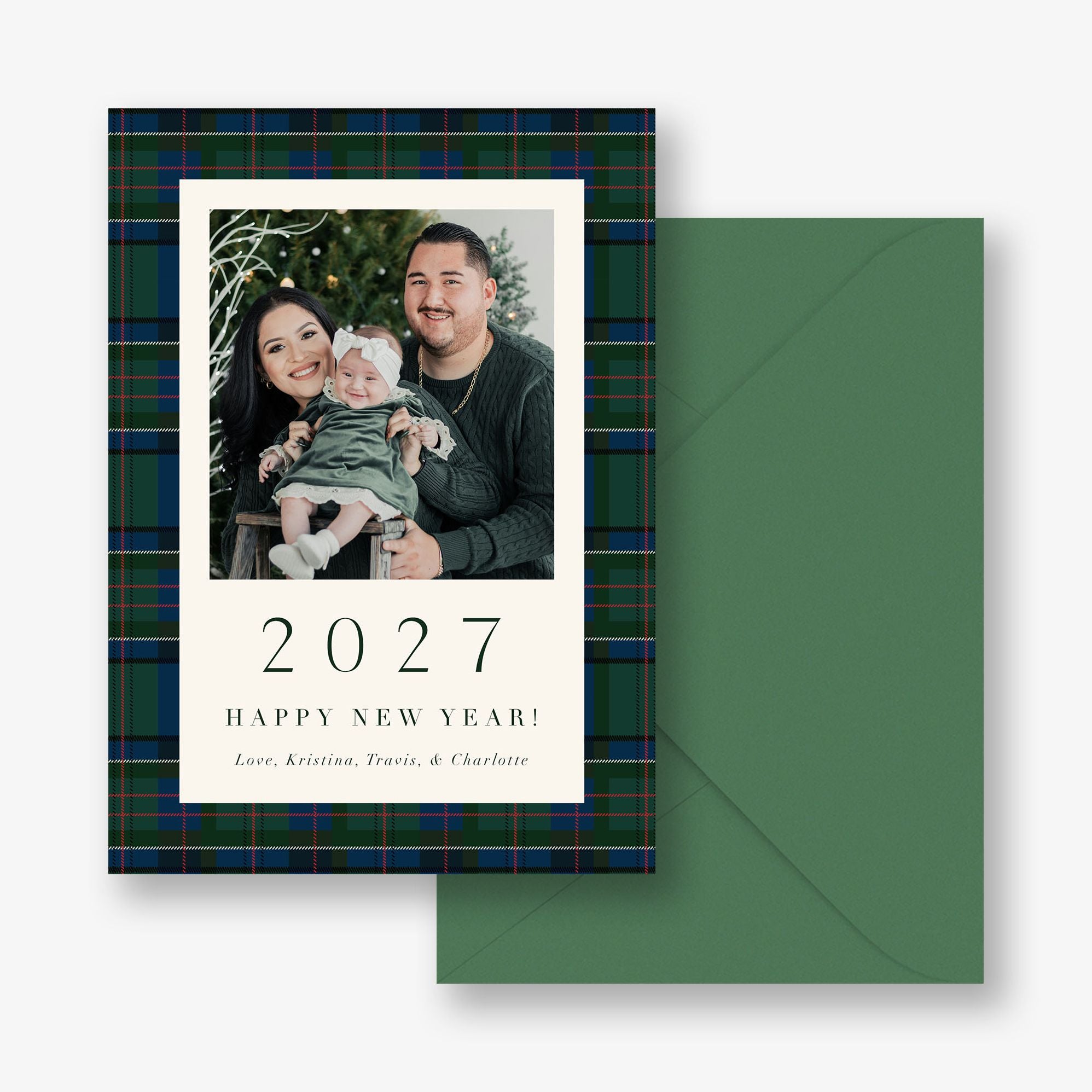 Tartan Plaid New Year Photo Card