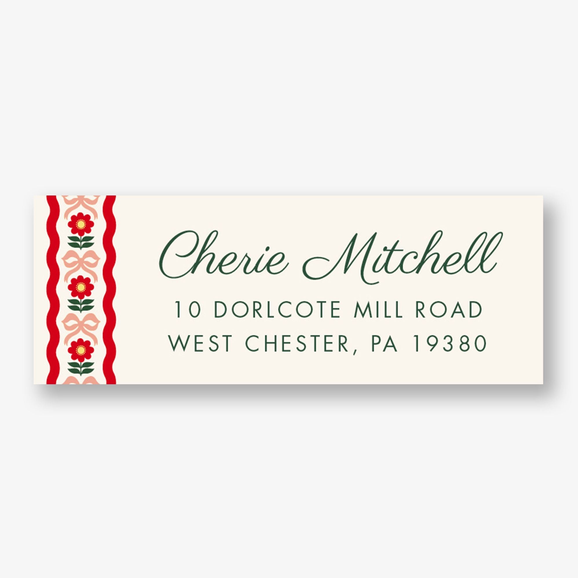 Bows and Blooms Return Address Label