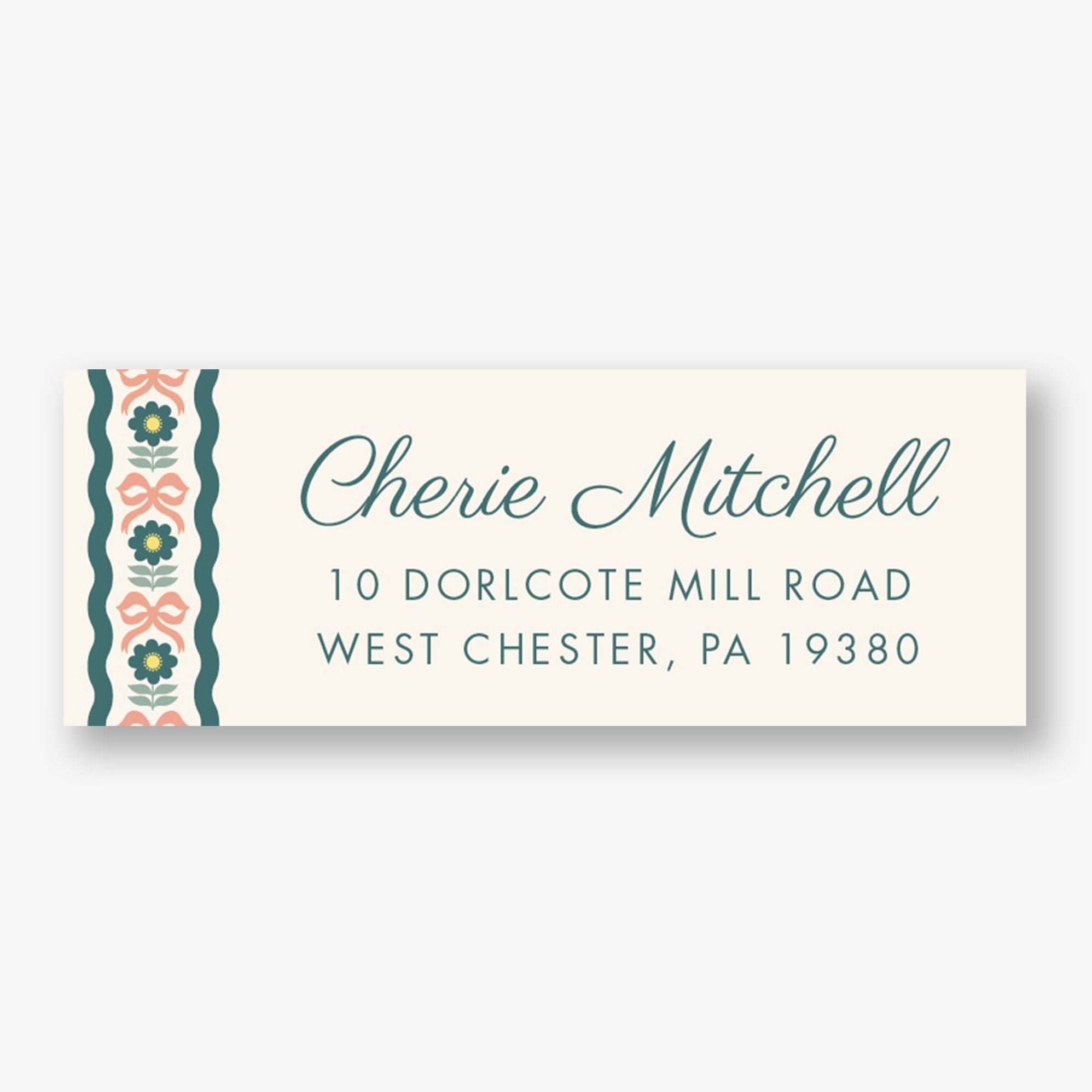 Bows and Blooms Return Address Label